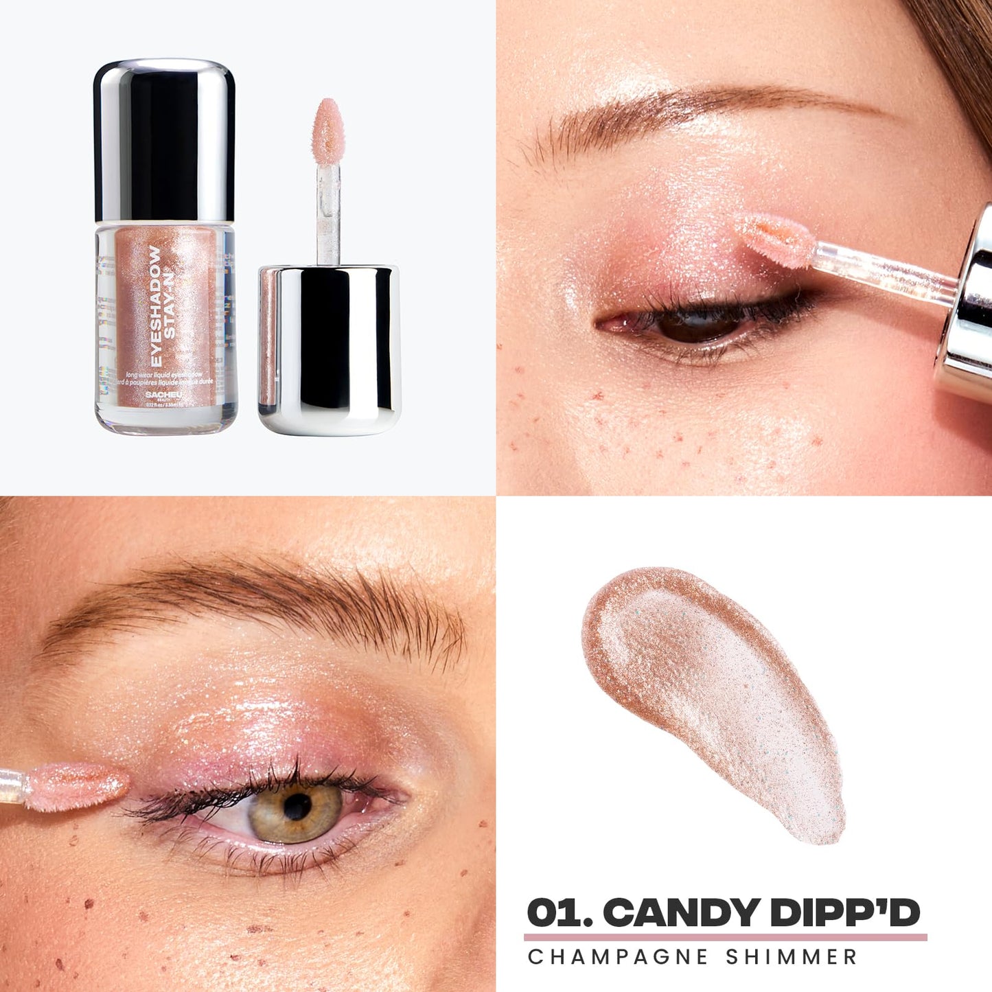 Sacheu Liquid Eyeshadow STAY-N Longwear Eye Makeup — Buildable Highly Pigmented & Blendable Eye Shadow Cream in Matte & Shimmer Finishes, Candy Dipp’d SacheuBuy Supplements Australia