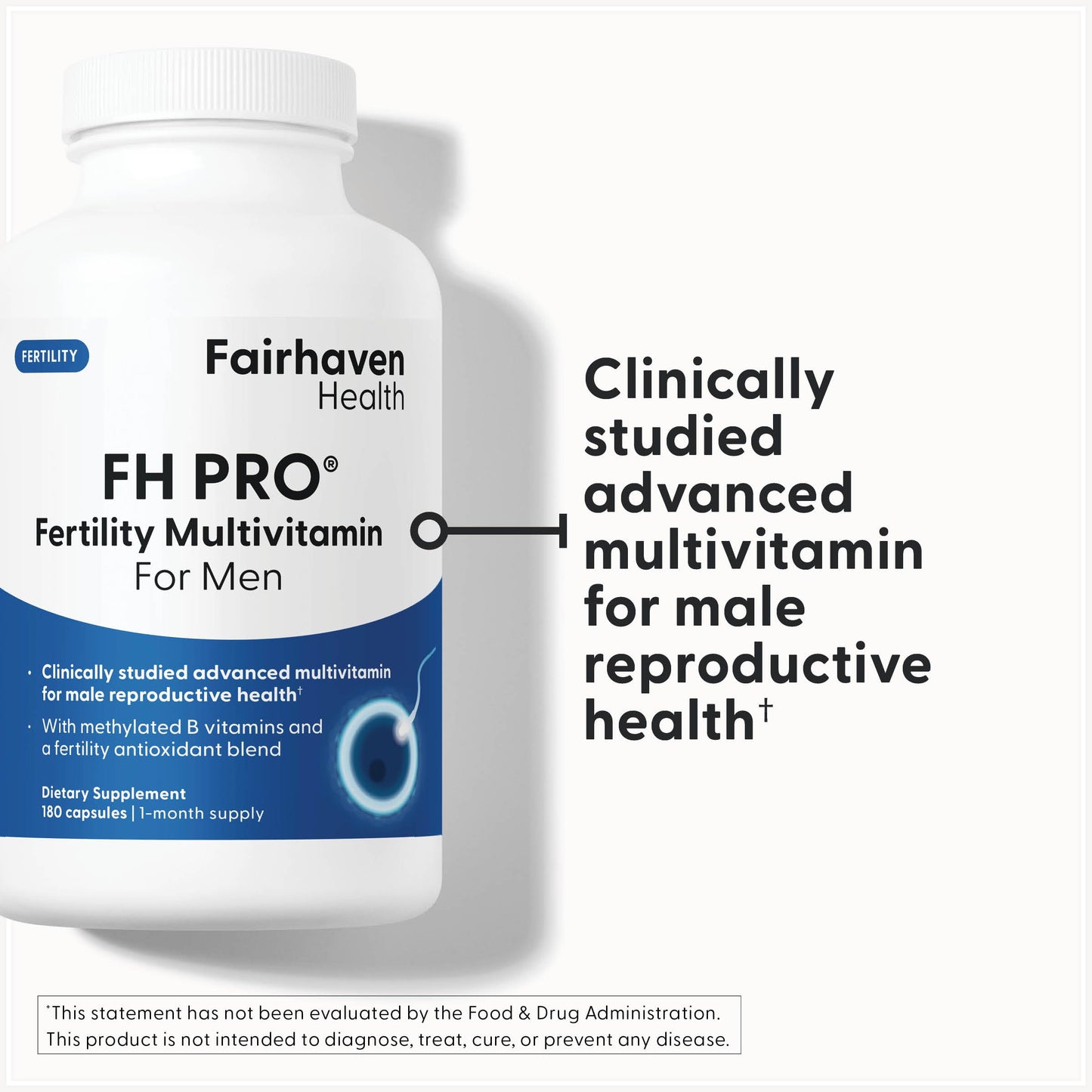 Fairhaven Health FH Pro for Men | Clinically Studied Premium Prenatal Fertility Supplements for Men | Male Fertility Supplements | Count and Motility Support Pre-Conception for Him | 180 Capsules Fairhaven HealthBuy Supplements Australia