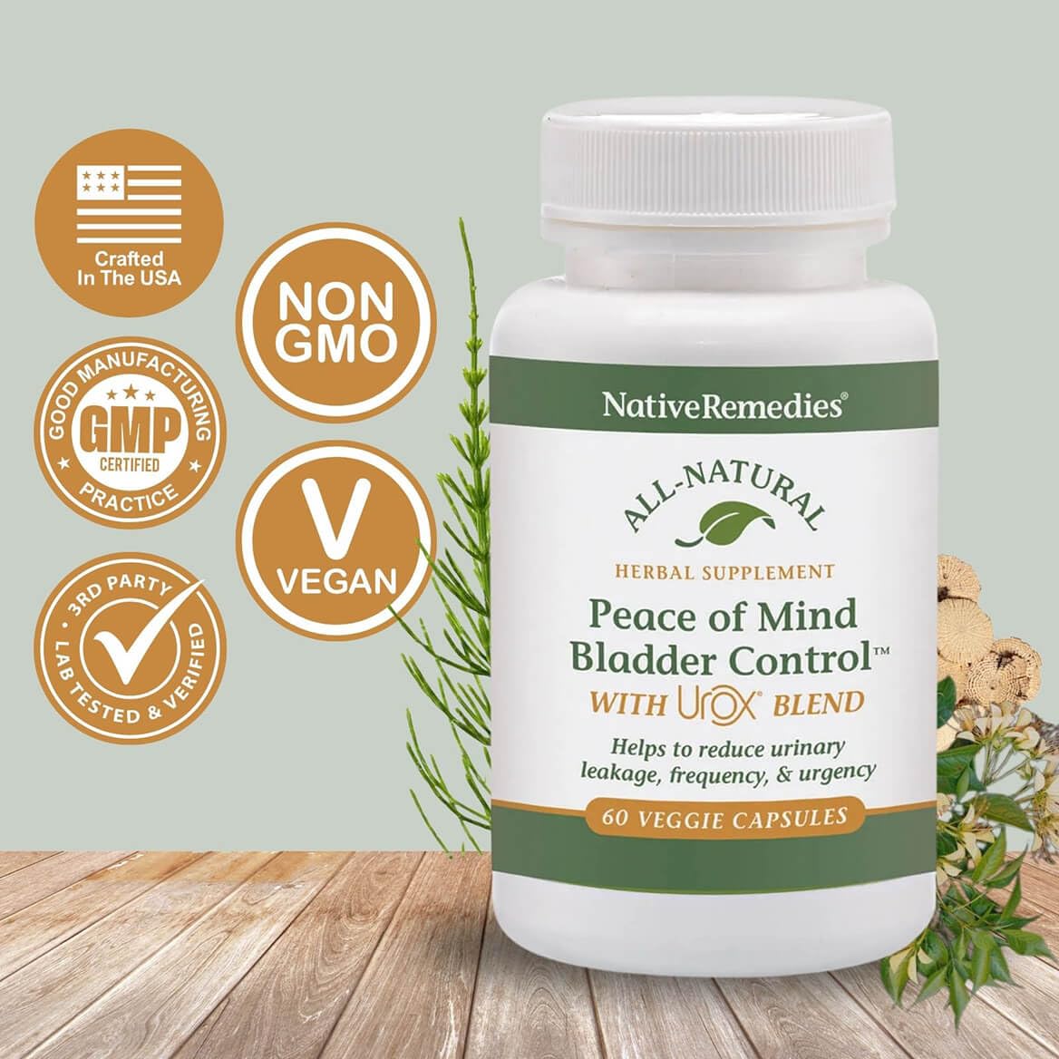 Native Remedies Bladder Control Supplements - Peace of Mind with Urox - Bladder Support for Women & Men, for Overactive Bladders Health - Reduce Nighttime Urination - Non-GMO Vegan Capsules (60 Count) Native RemediesBuy Supplements Australia