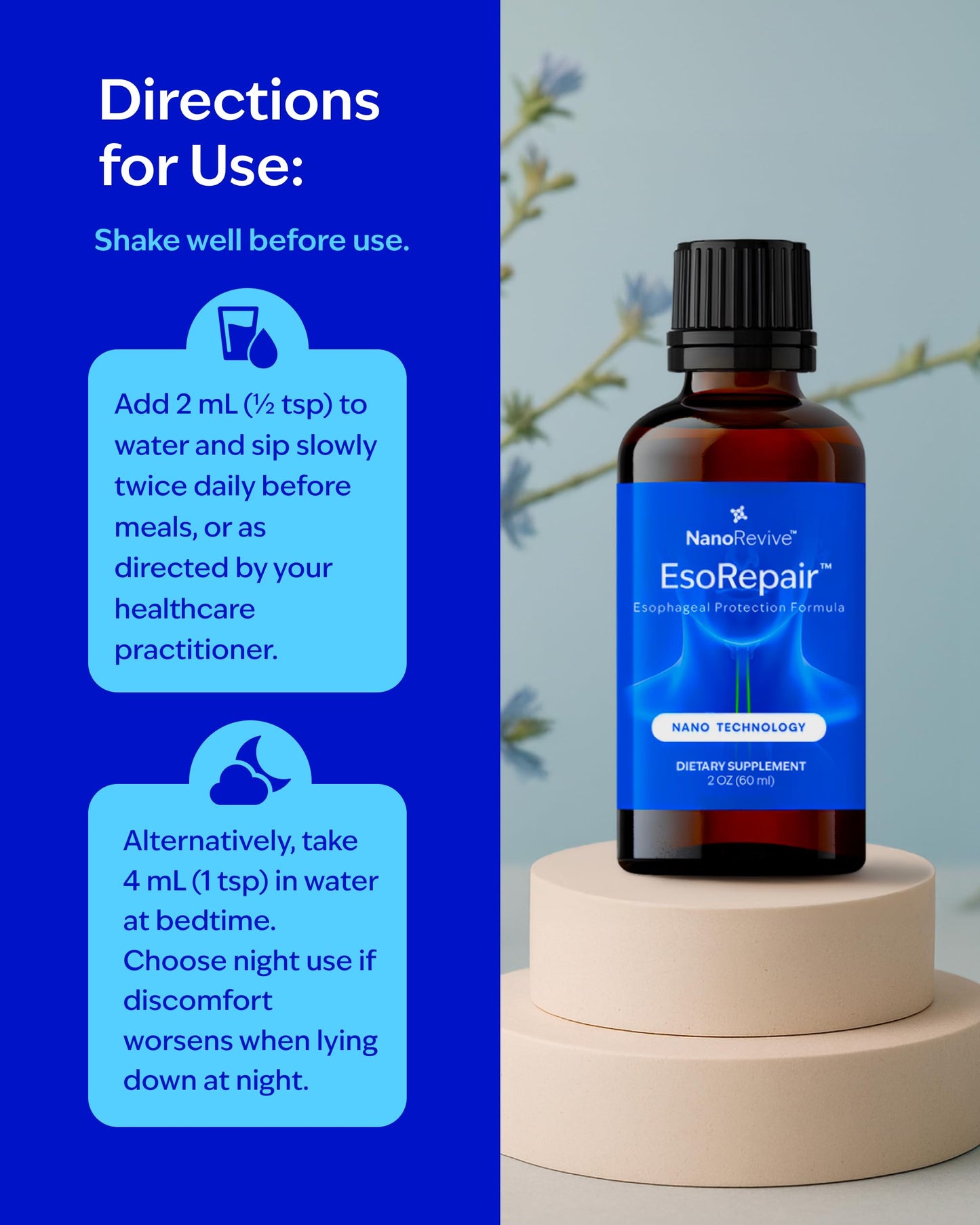 EsoRepair Nano Esophageal & Stomach Health Supplements for Men & Women - Digestive Comfort - Slippery Elm Bark, Zinc L-Carnosine & Aloe Vera Extract - Non-GMO & Dairy Free NANOREVIVE buy supplements Au