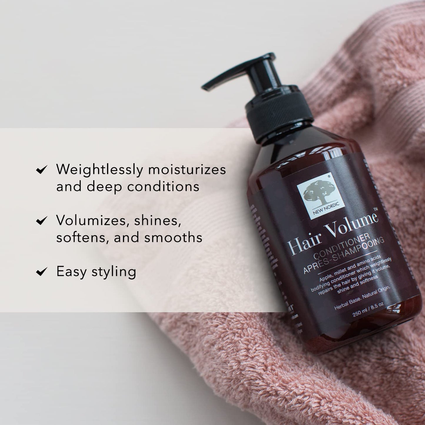 New Nordic Hair Volume Conditioner, Creamy Herbal Recipe to Weightlessly Hydrate, Volumize, Soften & Shine, Vegan, Clean Ingredients, 8.5 Fl Oz NEW NORDICBuy Supplements Australia