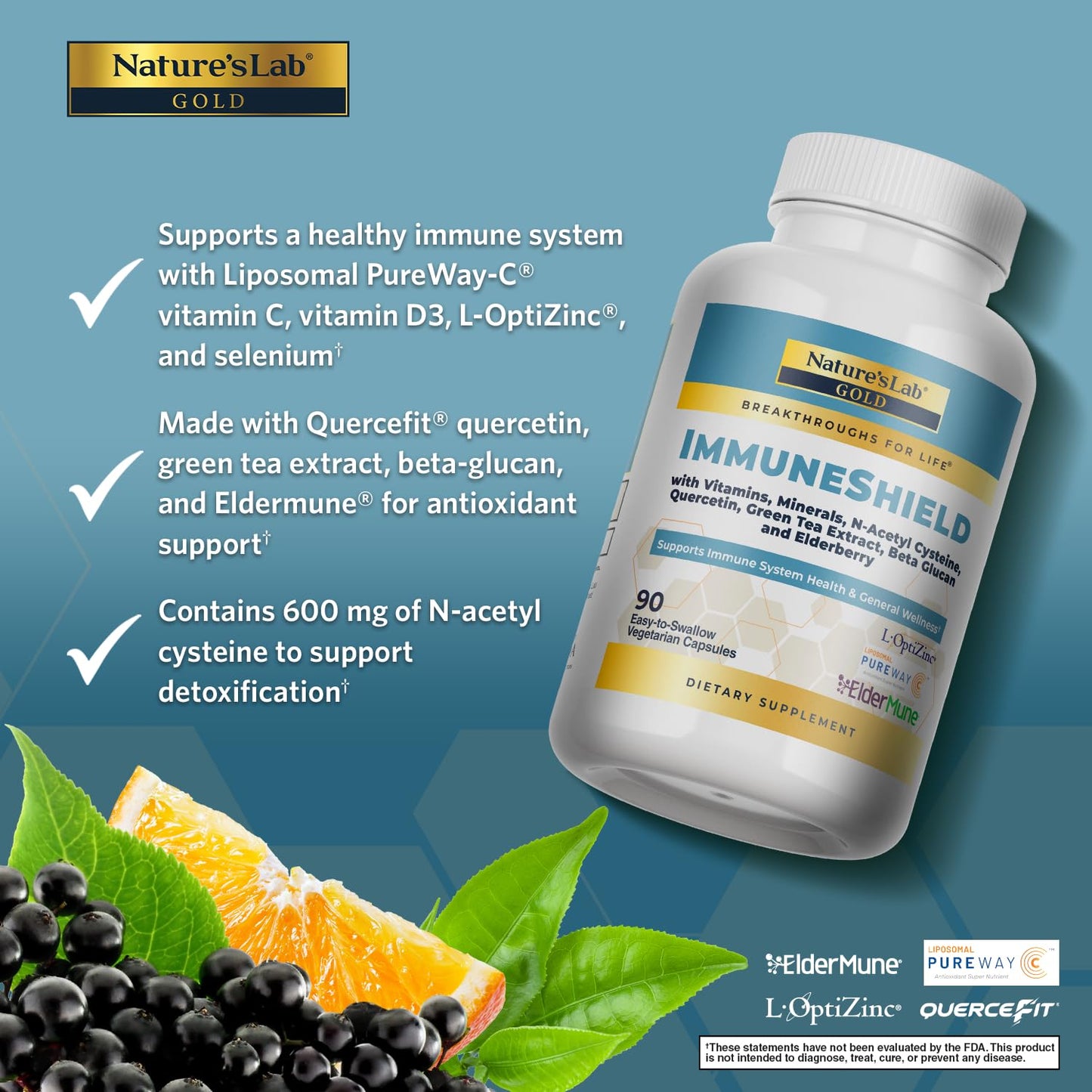 Nature's Lab Gold ImmuneShield - Supports Immune System Health & General Wellness* - 90 Capsules (30 Day Supply) Nature's LabBuy Supplements Australia