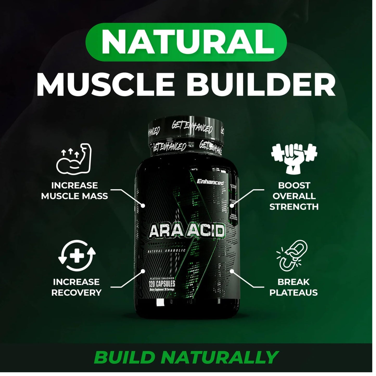 Enhanced Labs - Arachidonic Acid Supplement - Muscle and Strength Supplement for Increased Muscle Mass & Improved Recovery for Men & Women - One Capsule Contains 350mg Arachidonic Acid (120 Capsules) EnhancedBuy Supplements Australia