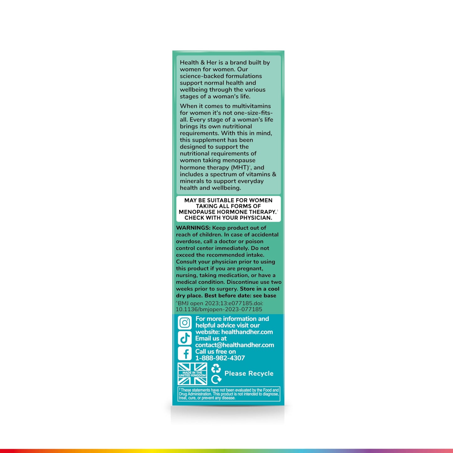 Health & Her Multivitamin for Women Taking Menopause Hormone Therapy (MHT/HRT) - Supplements for Women - Nutrition and Wellbeing Support - 1 Month Supply, 60 Tablets - Vegan & Gluten Free Health and Her buy supplements Au