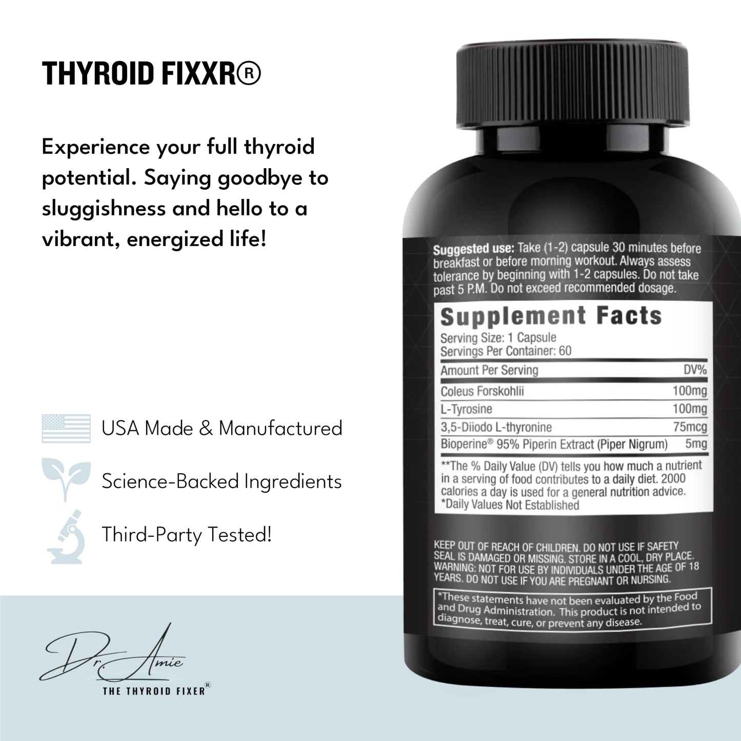 Fixxr Thyroid Support by Dr. Amie | T2 Thyroid Supplement | 30 Day Supply, 60 Capsules Fixxr buy supplements Au