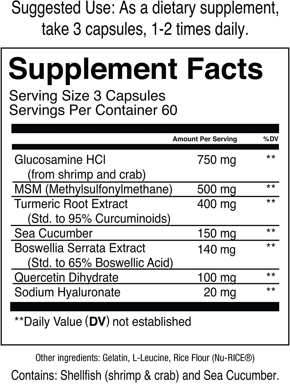Jocko Fuel Joint Support Supplement - Glucosamine MSM for Joint Pain, Mobility, & Flexibility w/Turmeric & Boswellia (180 Capsules) Jocko FuelBuy Supplements Australia