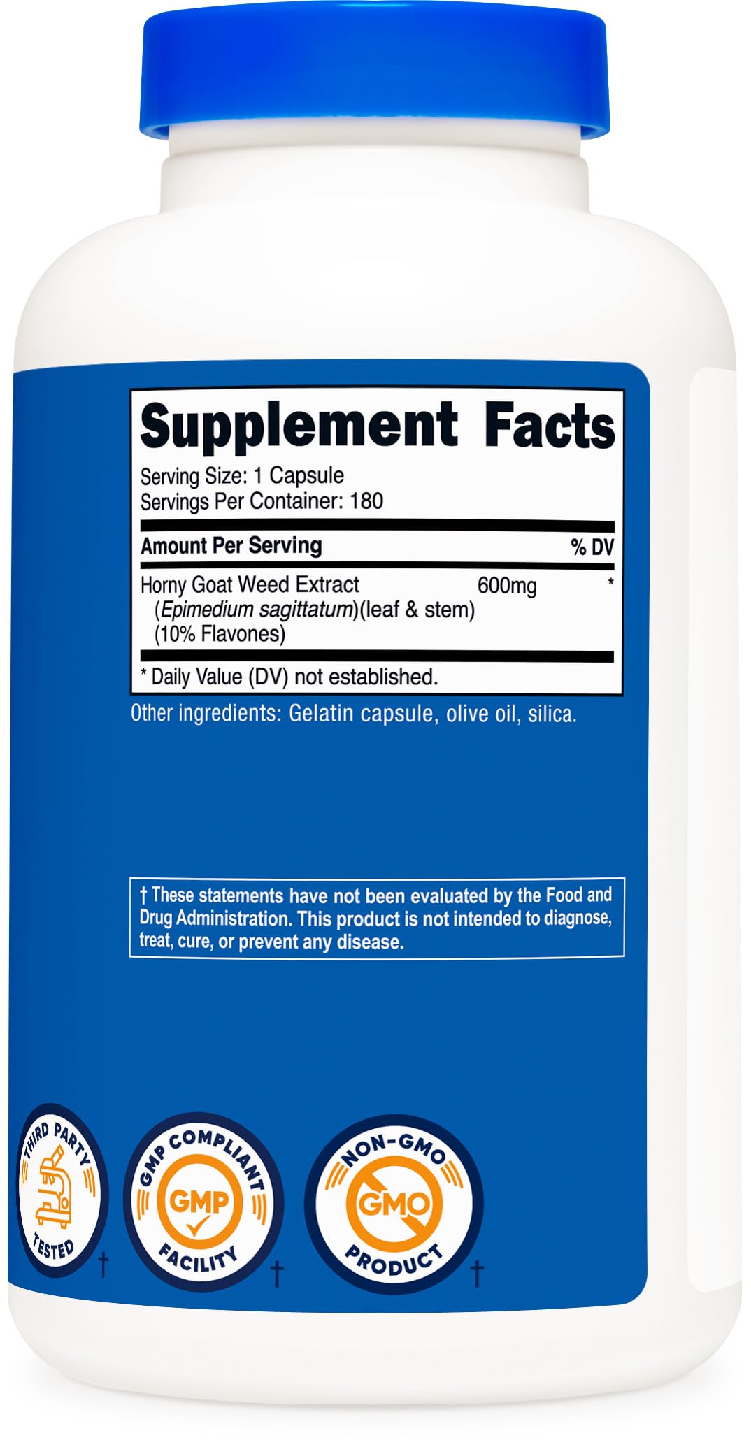 Nutricost Horny Goat Weed Extract (Epimedium) - 180 Capsules, 180 Servings, 600mg Per Capsule