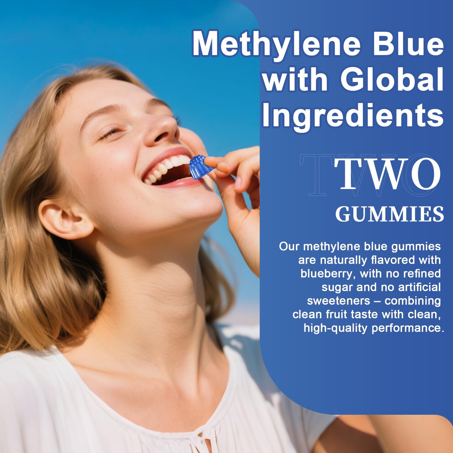 LILICARE Methylene Blue Gummies 7mg Per Serving for Humans | Upgraded Antioxidant & Brain Booster Supplement for Cognitive Function, Energy