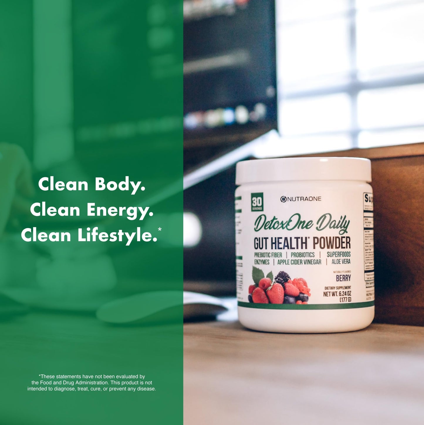 DetoxOne Daily Gut Health Powder* | Supports Normal/Healthy Digestive Function*| Promotes Detoxification*| Boost Energy & Improves Nutrient Absorption*