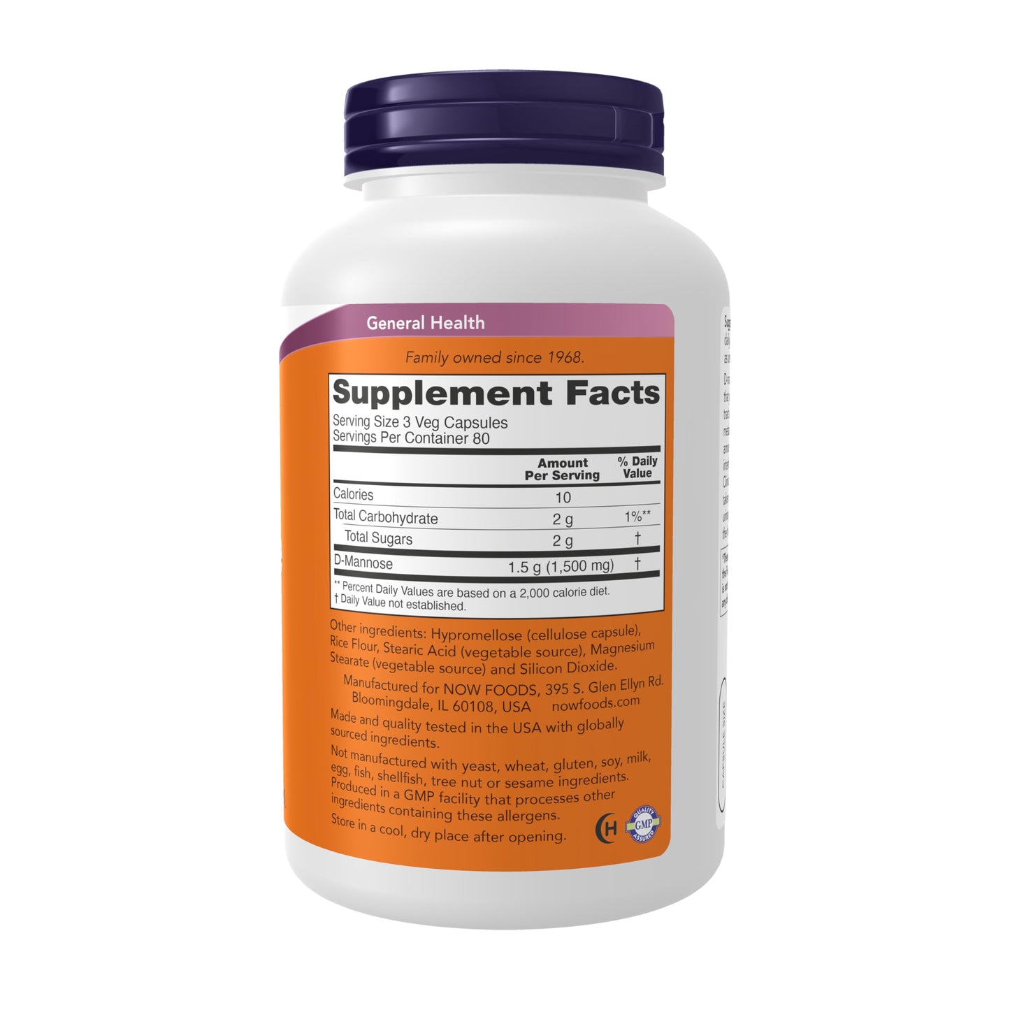 NOW Foods Supplements, D-Mannose 500 mg, Non-GMO Project Verified, Healthy Urinary Tract*, 240 Veg Capsules NOW FoodsBuy Supplements Australia