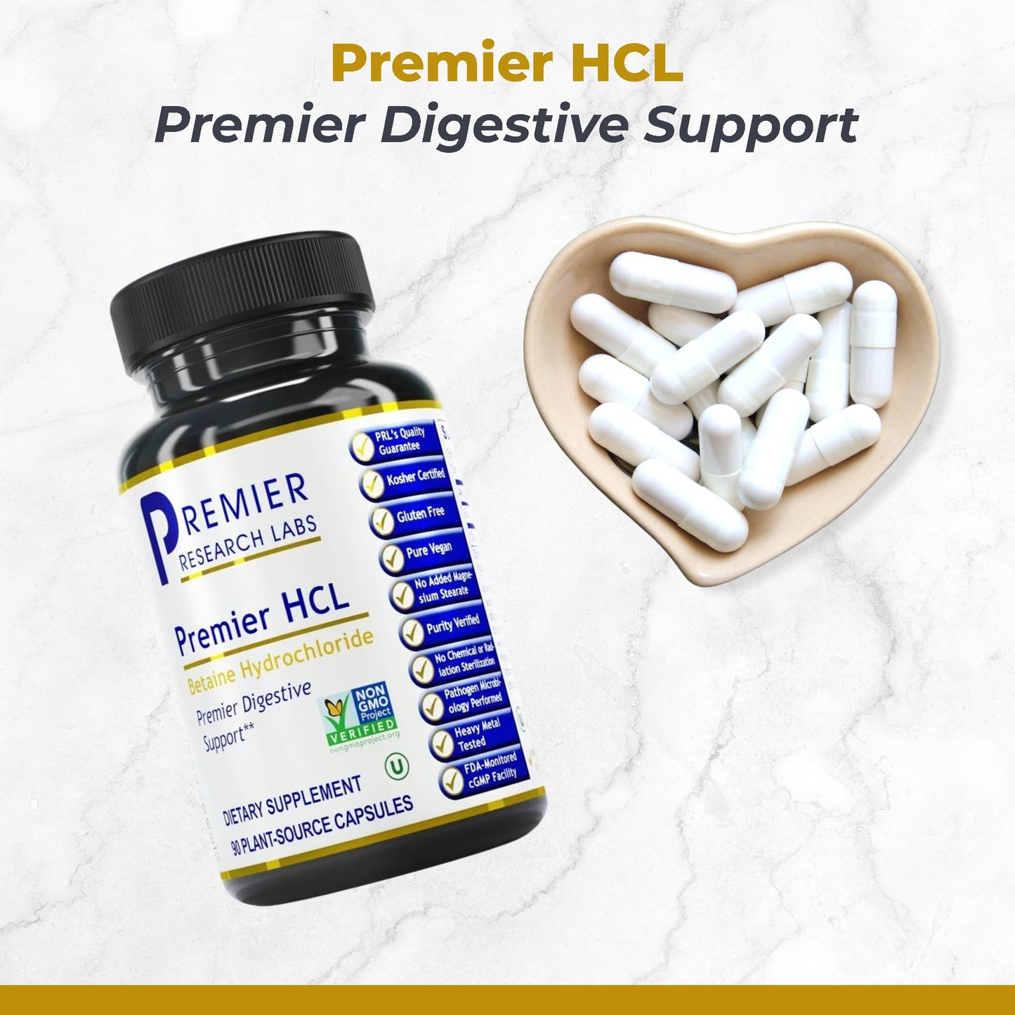 Premier Research Labs Premier HCL - Betaine HCL, Betaine Hydrochloride Supplement for Optimal Digestive Function, Nutrient Absorption, Betaine-HCL for Low Stomach Acid- 90 Vegetarian Capsules (2 Pack) Premier Research LabsBuy Supplements Australia