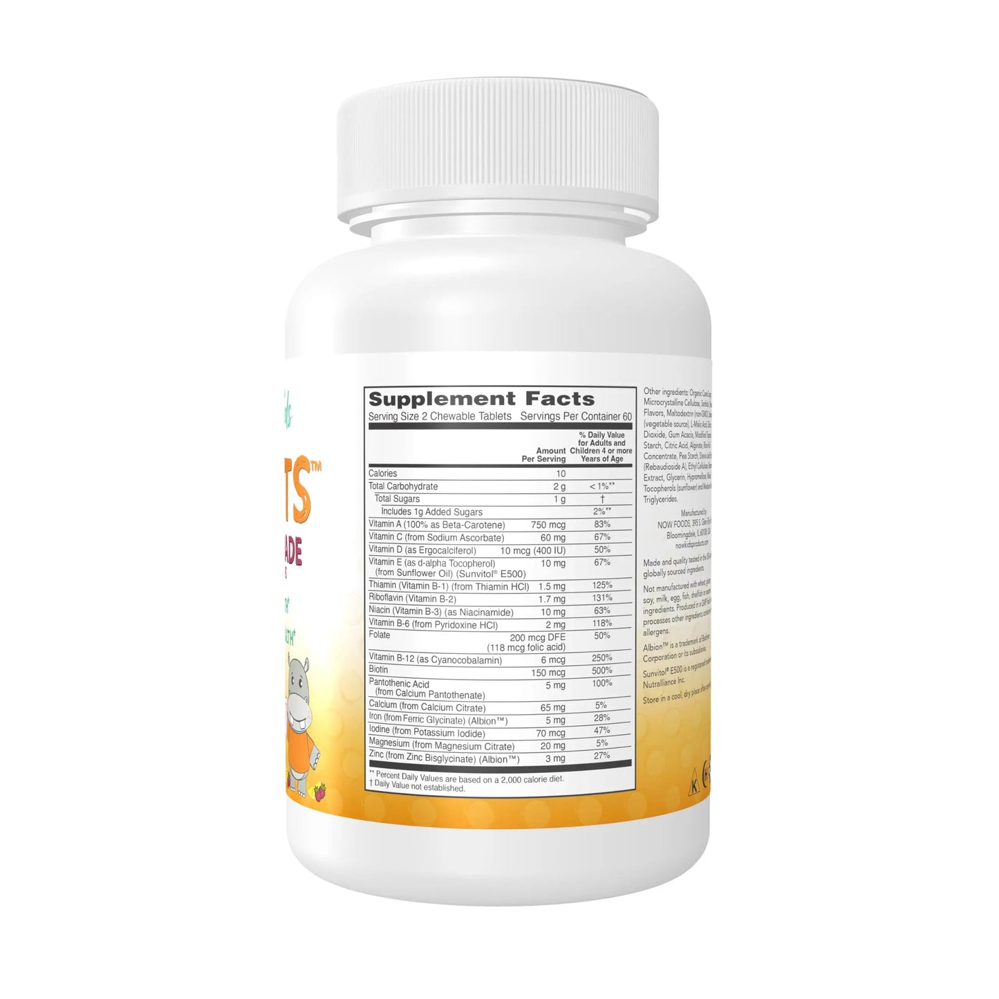 NOW Kids Supplements, Kid Vits Multivitamin, Berry Lemonade Flavor, 120 Chewable Tablets NOW Foods