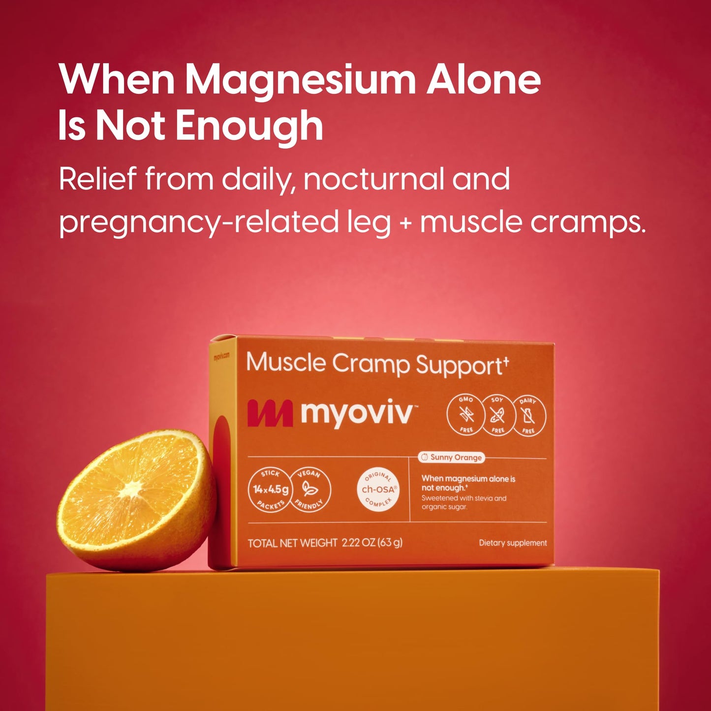 MYOVIV - Powerful Muscle Cramp Relief - 14 Packets (Trial Size), Sunny Orange Flavor - Muscle Cramp Support - Pregnancy & Lactation Safe MYOVIVBuy Supplements Australia