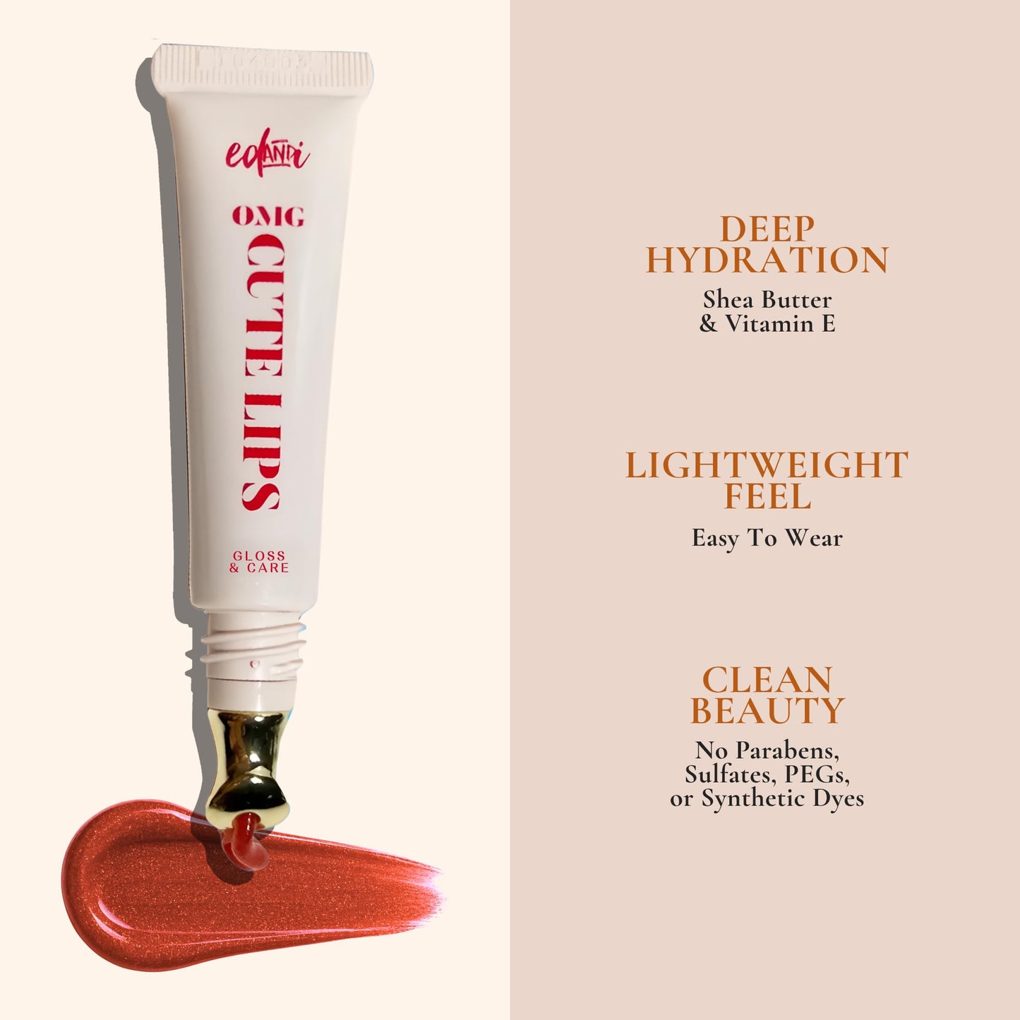 edandi ed&i OMG Cute Lips – Lip Gloss for Women with Shea Butter for Hydration, Light Shimmer, Lip Tinted High Shine Finish, Long Lasting Lip Gloss in Red Vanilla Frosting, Lightweight & Non-sticky edandiBuy Supplements Australia