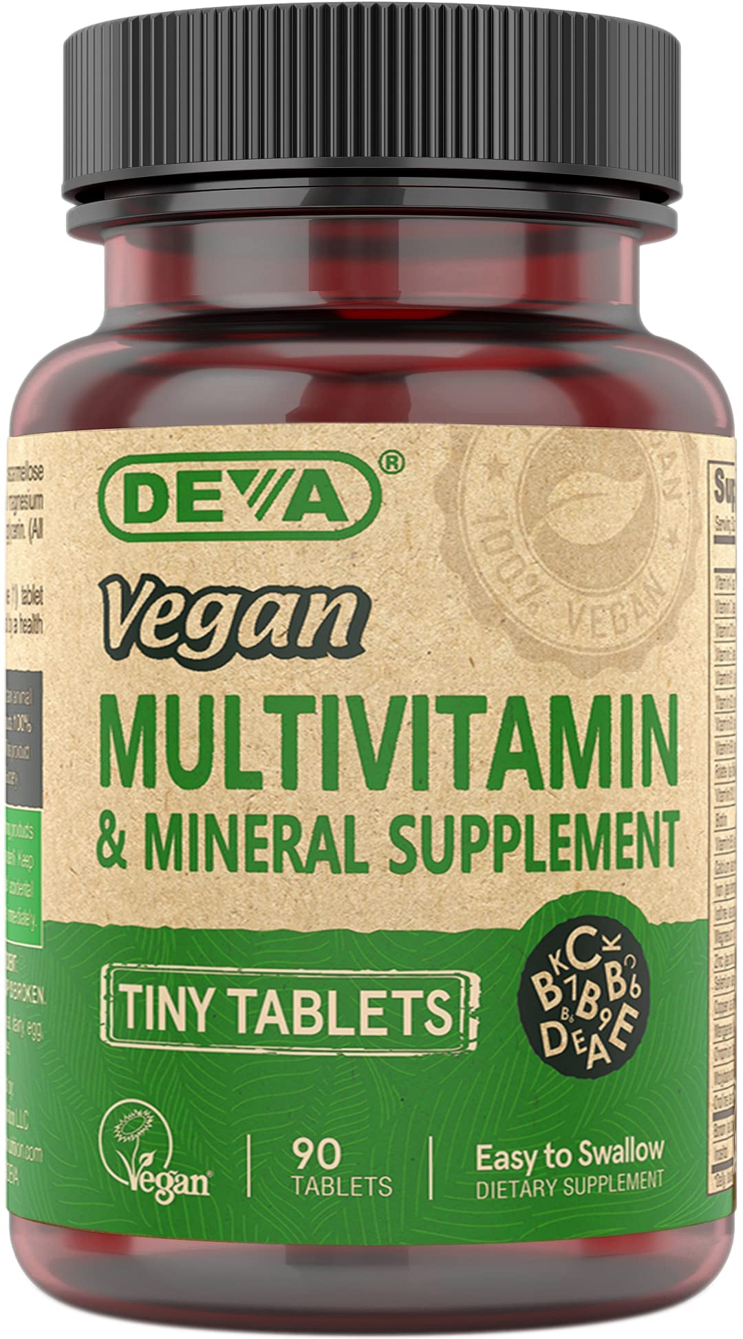 DEVA Vegan Multivitamin for Women & Men with Iron, Vitamin C, E, B Complex Vitamins, Zinc, 90 Tiny Tablets DEVABuy Supplements Australia