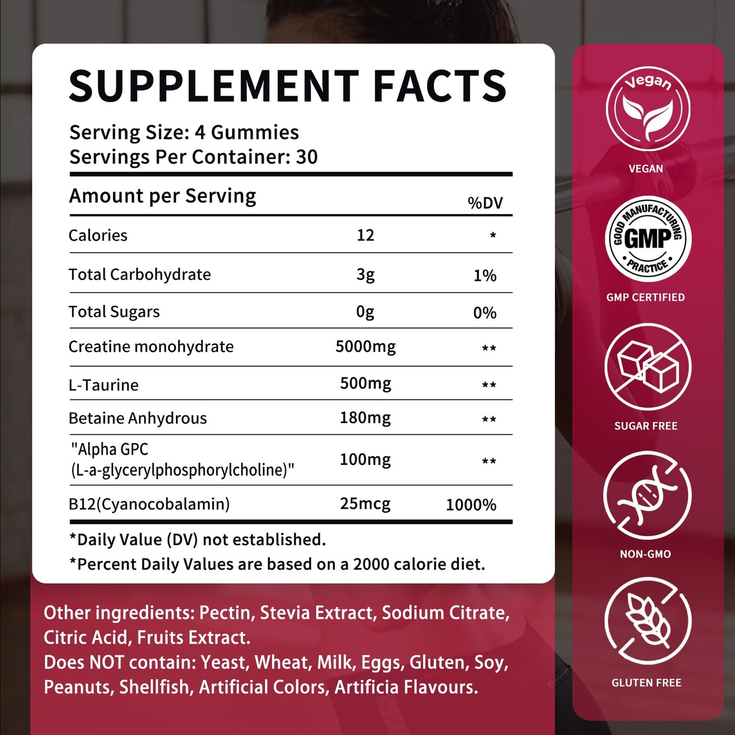 OUYIYUA Creatine Monohydrate Gummies 5000mg for Men & Women - Sugar Free Pre-Workout Supplement, Chewables for Muscle Strength, Muscle Builder, Energy Boost,