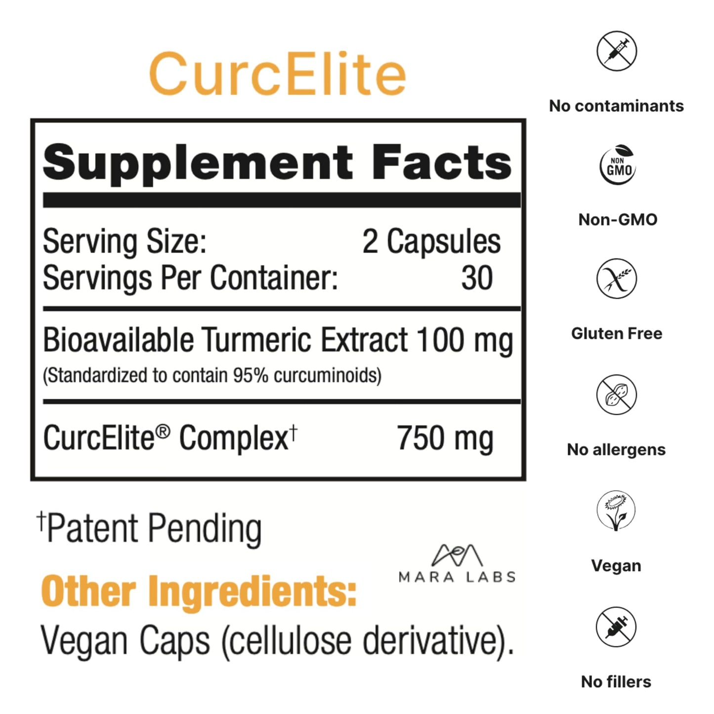 Mara Labs CurcElite Curcumin | Turmeric Extract 95% Curcuminoids | Vegan, No Fillers, and Non-GMO | 60 Vegan Capsules BrocEliteBuy Supplements Australia