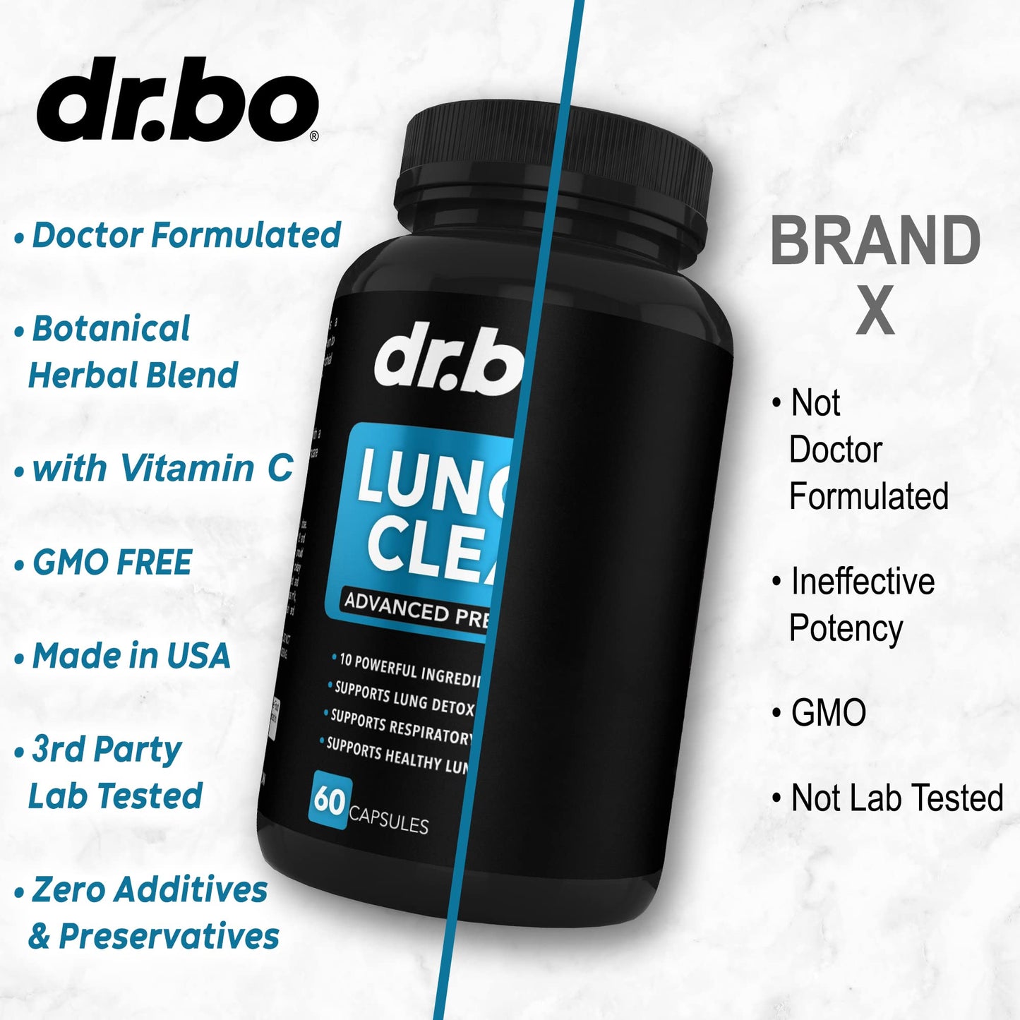 Lung Cleanse Support Supplement - Respiratory Supplements to Quit & Stop Smoking Aids - Herbal Detox for Lungs & Bronchial Health - Smokers Cleanser Breathe Aid for Mucus Clear Relief - 60 Capsules DR. BO buy supplements Au