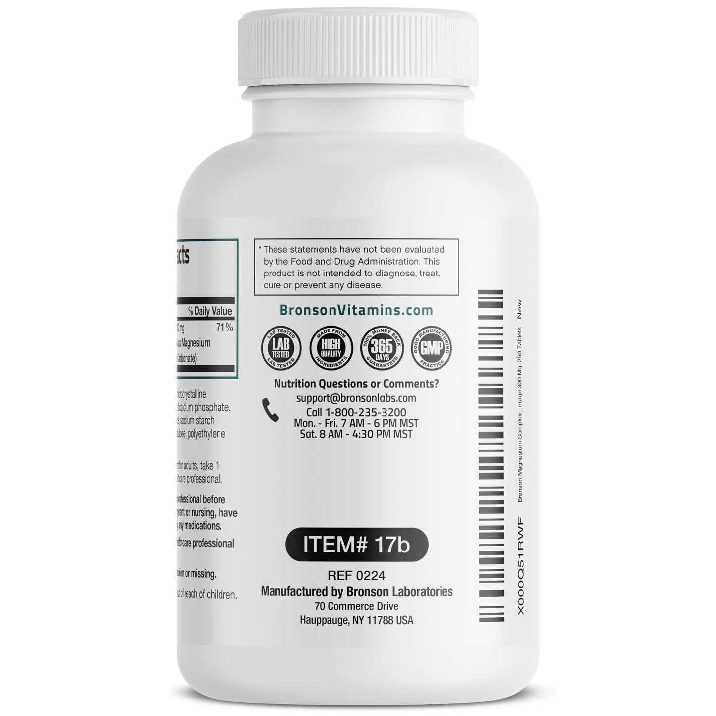 Bronson Triple Magnesium Complex Maximum Coverage 300mg - Non-GMO Formula, 250 Tablets Bronson buy supplements Au