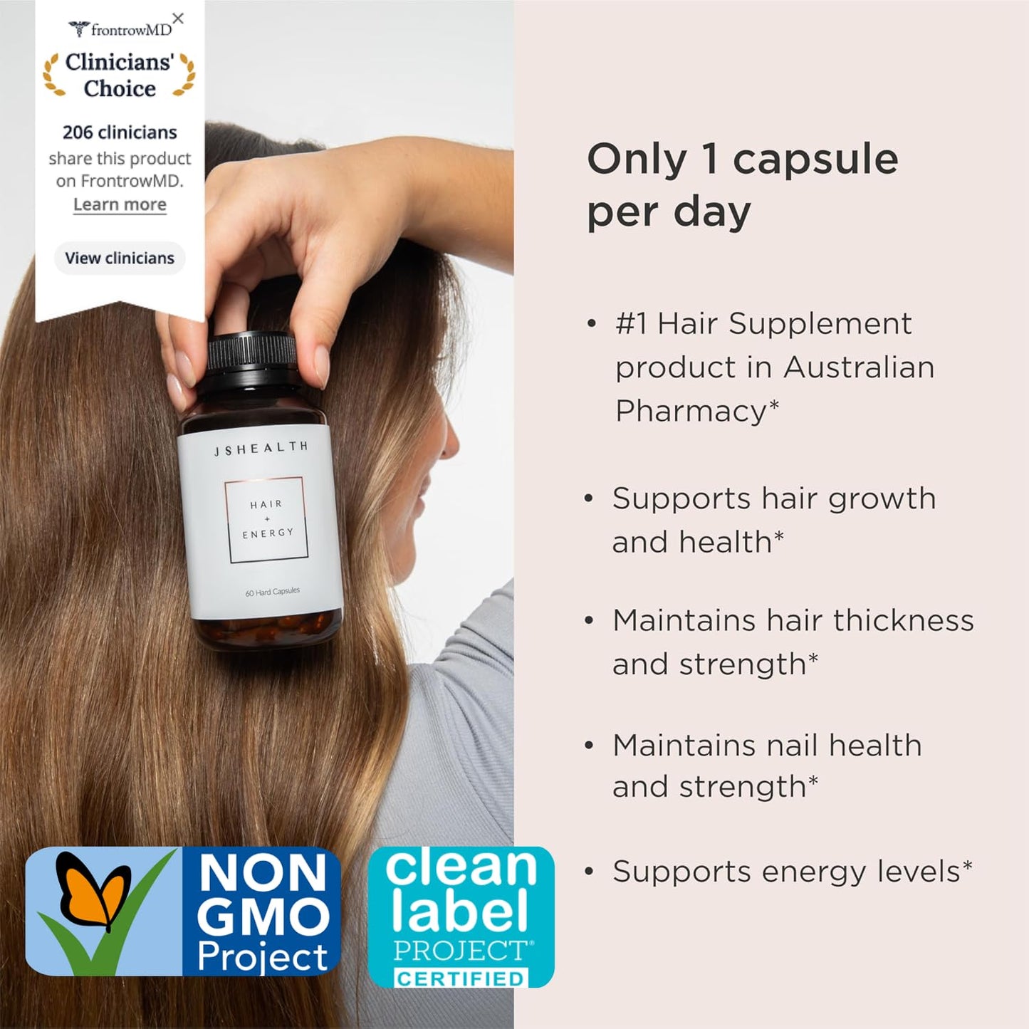 JSHealth Hair Growth Vitamins for Women. Hair + Energy with Kelp Iodine and Zinc. Supports Thickness, Strength, Energy. Nutritionist-Formulated (60 Capsules) JSHealthBuy Supplements Australia