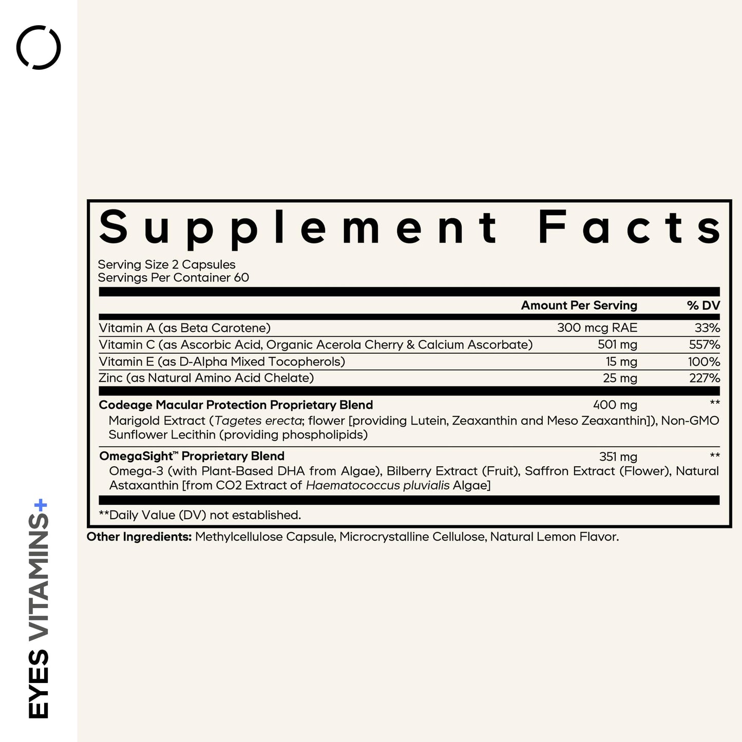 Codeage Eyes Vitamins - AREDS 2 Based Formula Supplement - 2-Month Supply - Vitamins A, C, E, Zinc, Lutein, Astaxanthin, Zeaxanthin, Eyebright, Marigold, Bilberry, Saffron, Omega-3-120 Capsules CodeageBuy Supplements Australia