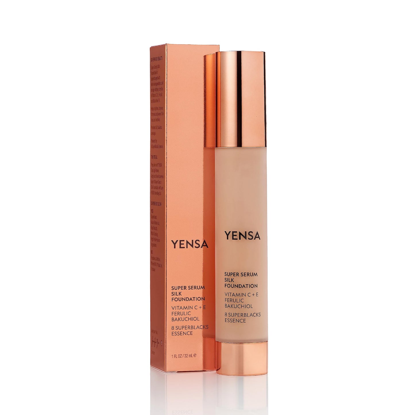YENSA Serum Foundation Makeup - Super Silk Full Coverage Foundation Enriched with Peptides, Vitamin C & Ferulic Acid to Help Reduce Fine Lines, Wrinkles & Dark Circles - Light 1 (1 oz) YENSABuy Supplements Australia