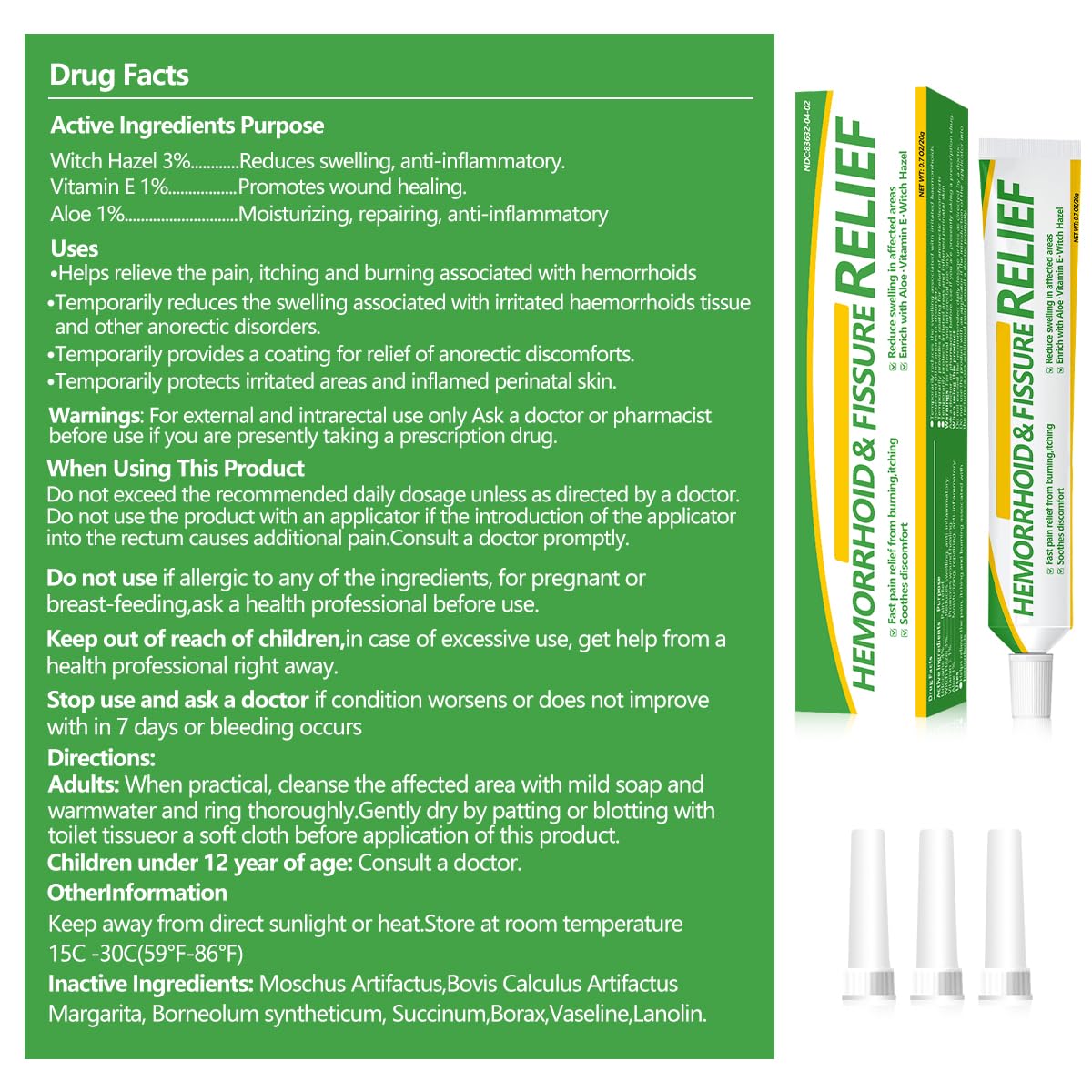 RHAICARE Hemorrhoid and Fissure Treatment Cream,Hemorrhoidal Ointment for Fast Acting Itch, Swelling, and Maximum Strength Pain Relief RHAICAREBuy Supplements Australia