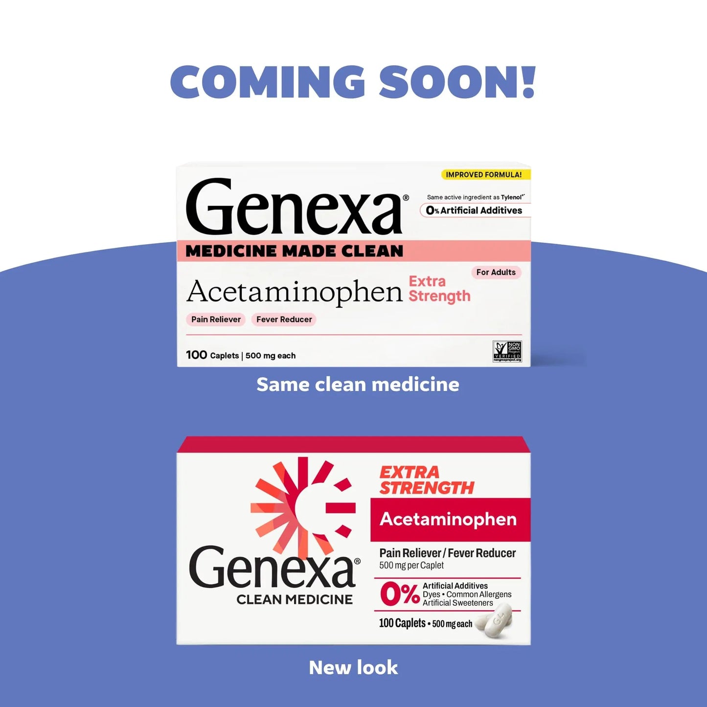 Genexa Clean Acetaminophen 500mg Extra Strength, Dye Free Pain Reliever Fever Reducer, 0% Artificial Additives, Pain Medicine for Adults, Relieves Headache, Backache, Minor Arthritis Pain, 100 Tablets GenexaBuy Supplements Australia