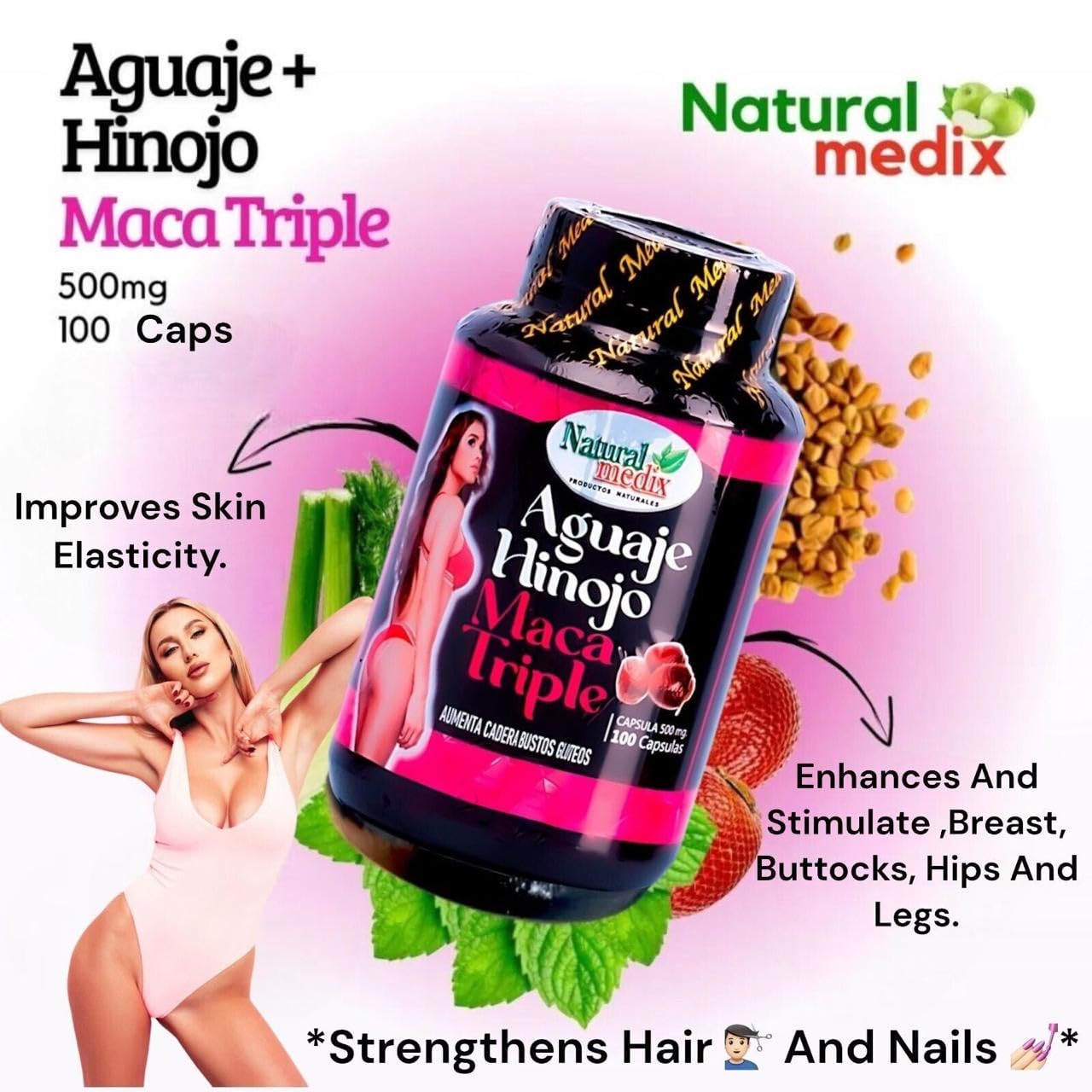Natural medix Aguaje Hinojo Maca Triple (Maca Root Supplement) Premium 100 Capsules | Premium Botanical Blend for Feminine Balance & Confidence Natural medixBuy Supplements Australia