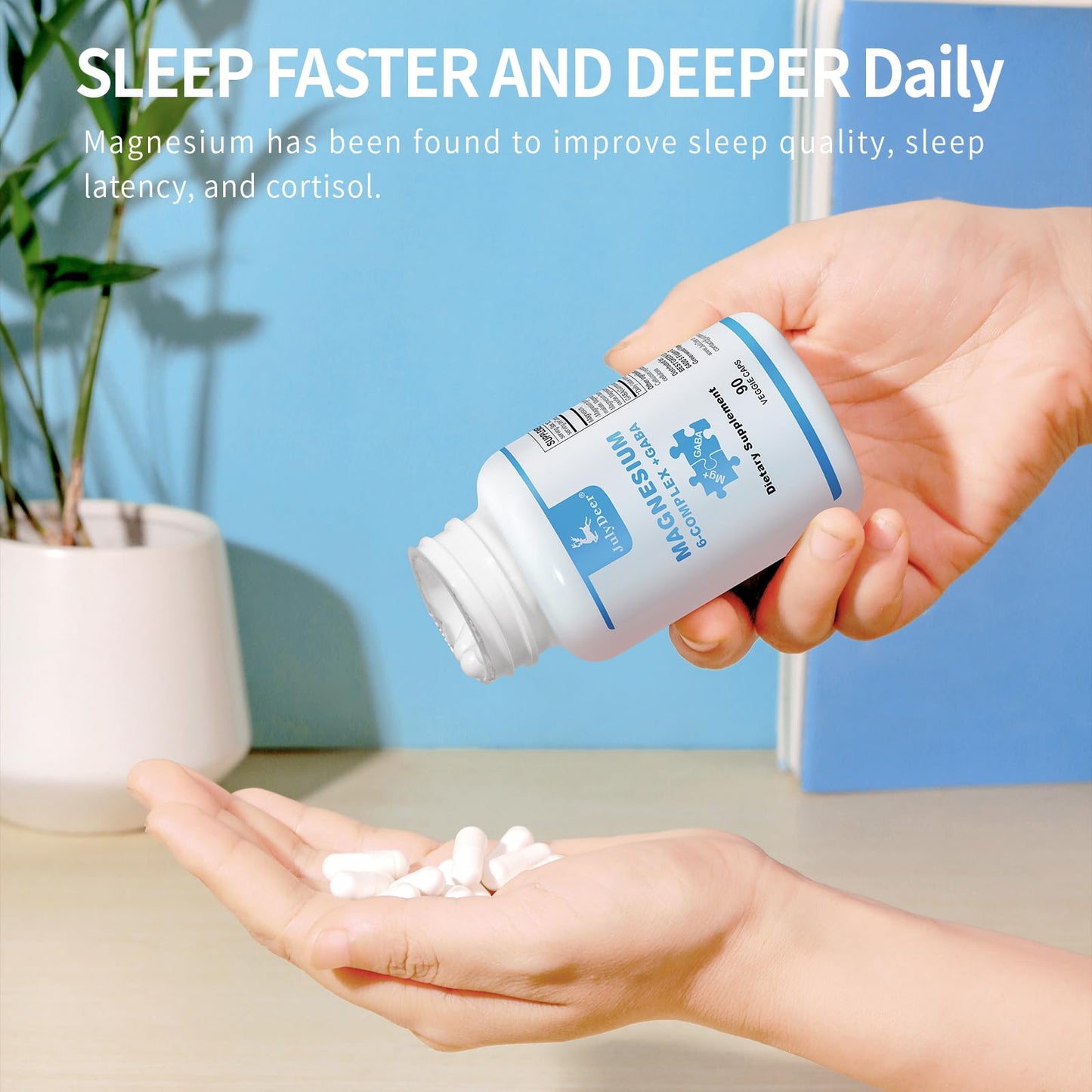 JulyDeer Sixfold Magnesium Complex | 350mg of Magnesium Glycinate, Malate, Citrate, Taurine, Oxide, Mg+ for Muscles,Nerves,& Energy, GABA Sleep Support | High Absorption | Vegan | 90 Capsules Risabou buy supplements Au