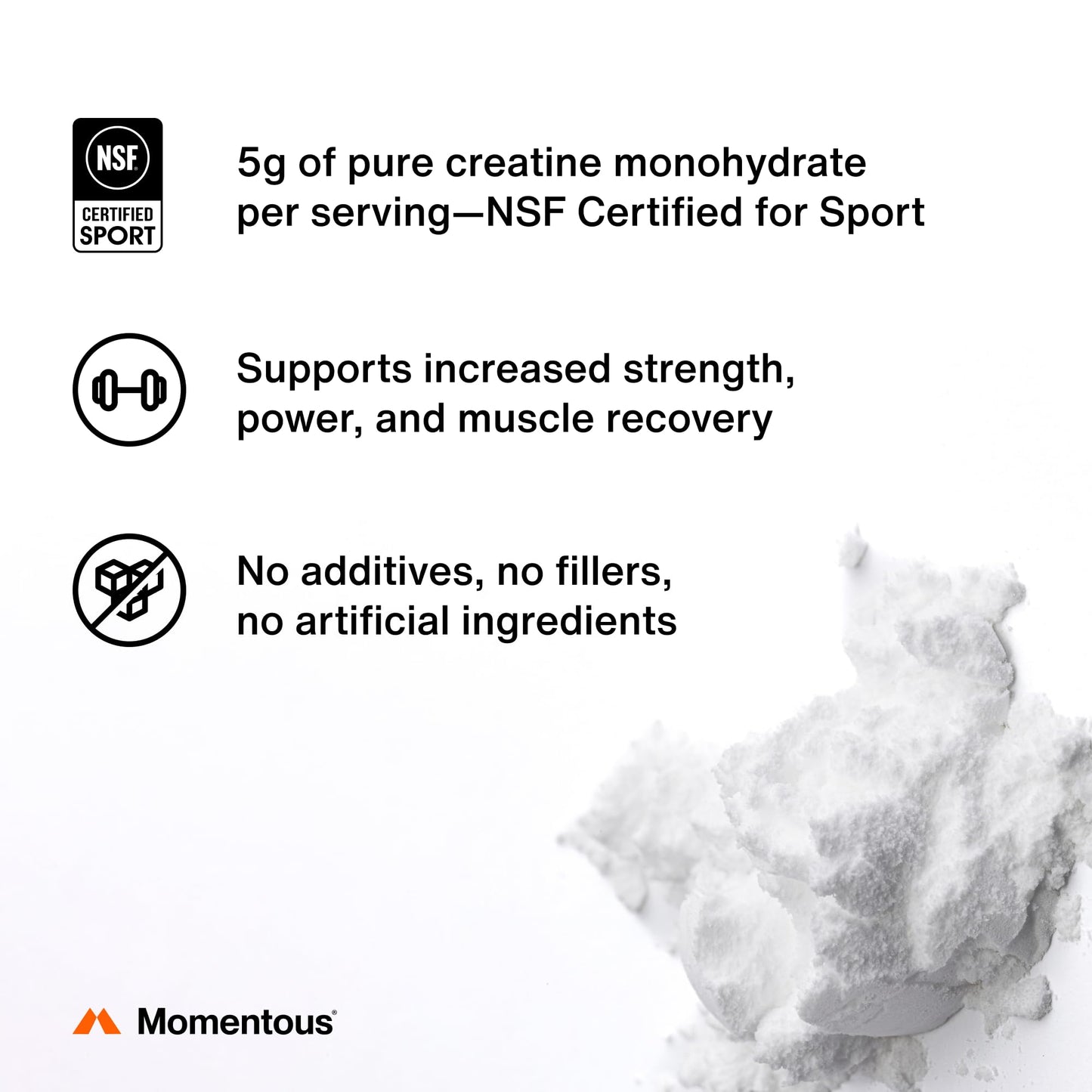 Momentous Creatine Monohydrate Powder - Creatine Powder - Supports Strength, Lean Muscle, & Recovery for Men & Women