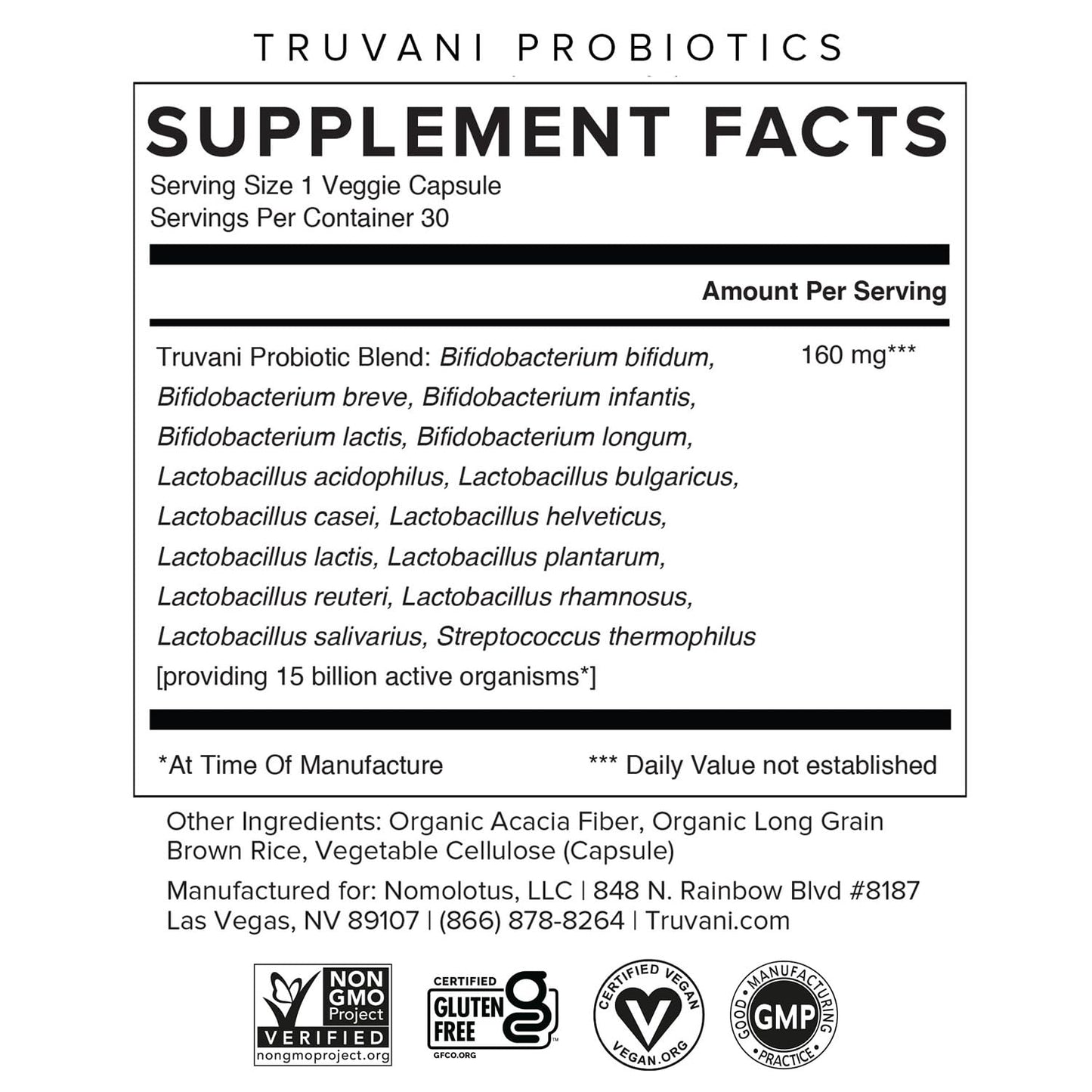 Truvani Probiotic Supplement | 30 Servings | 15 Billion CFU | 15 Diverse Strains for Digestive, Immune & Brain Health Support | Shelf-Stable Vegan Capsules | Non-GMO, No Fillers TruvaniBuy Supplements Australia