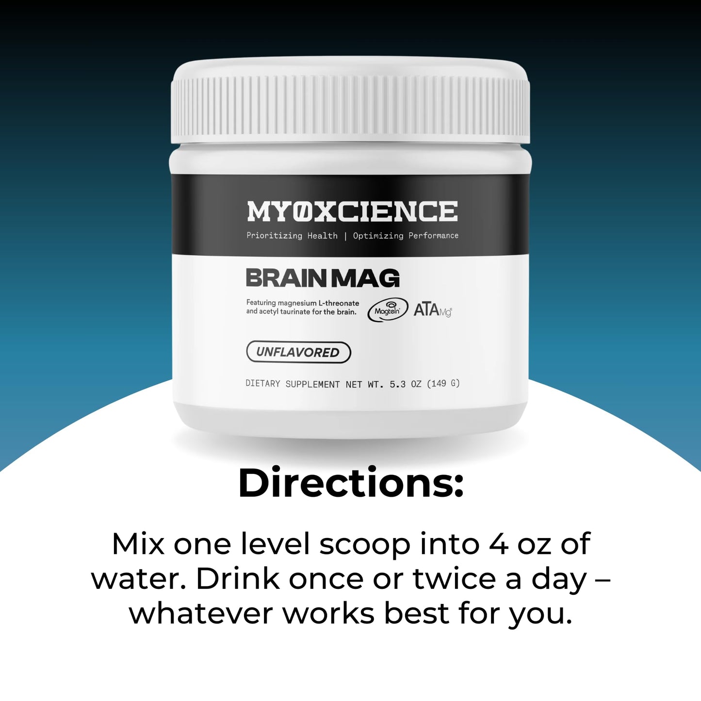 MYOXCIENCE Brain Mag | Magnesium L-Threonate Magtein & Magnesium Glycinate Powder (Unflavored) (60 Servings) MYOXCIENCE buy supplements Au