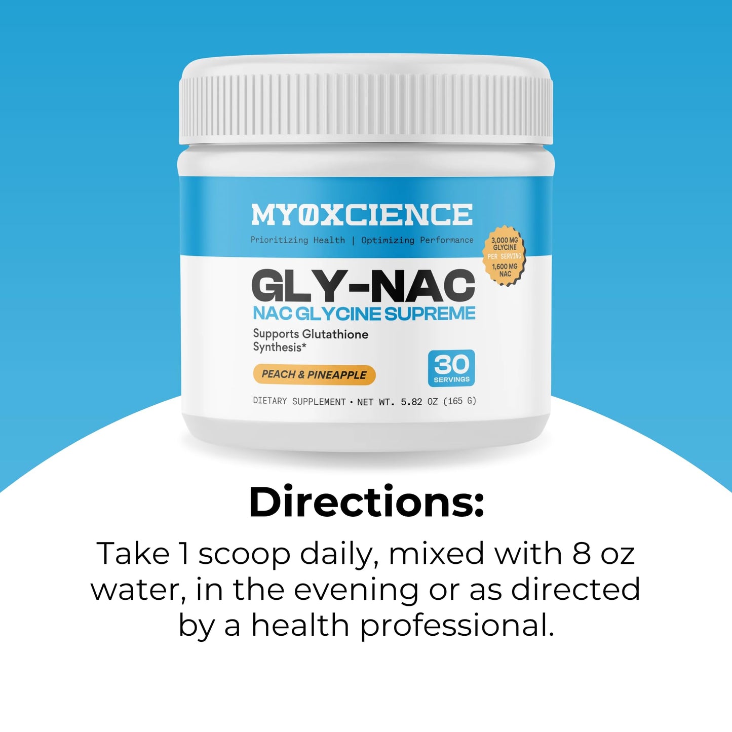 MYOXCIENCE NAC Glycine Supreme | N-Acetyl-L-Cysteine, Glycine, and Taurine Combination (Natural Peach and Pineapple Flavor) (30 Servings) MYOXCIENCE buy supplements Au