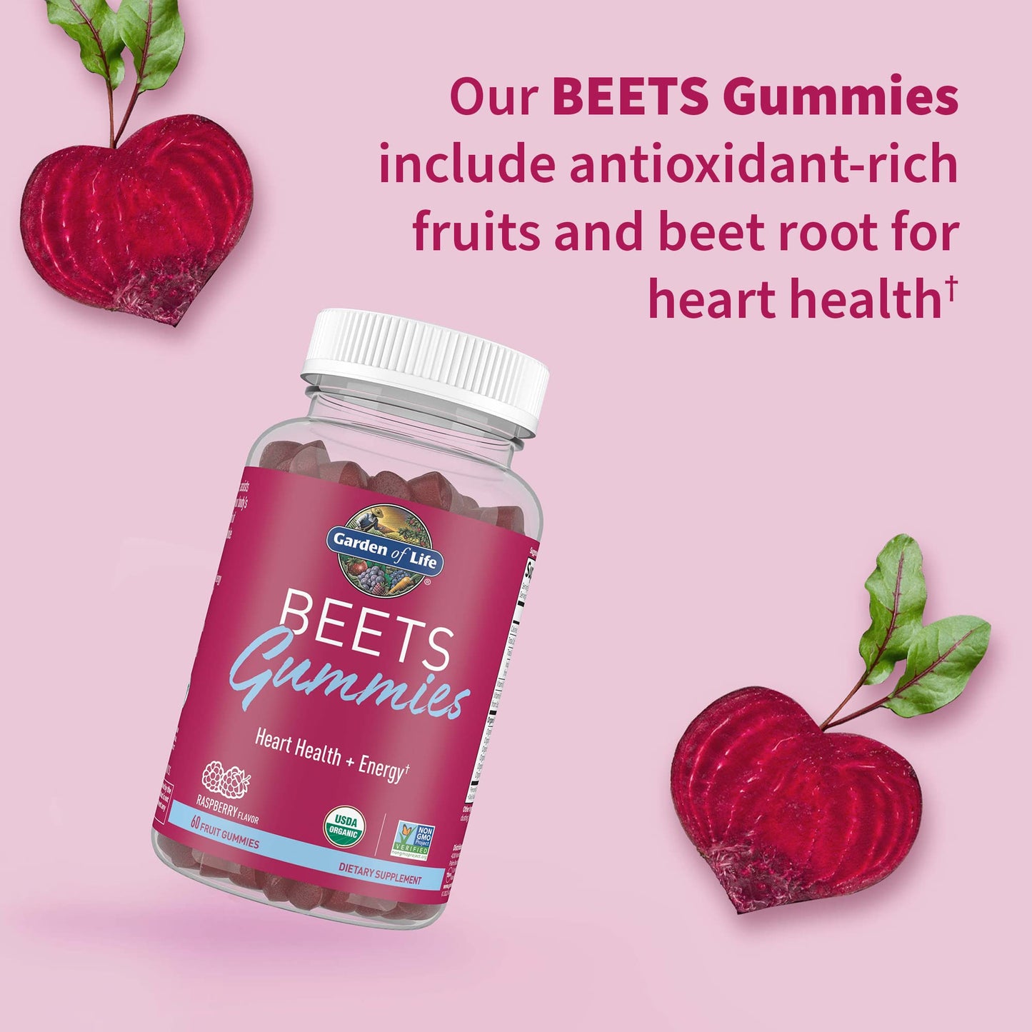 Garden of Life Organic Beet Root Gummies Made from Pectin with Antioxidants, Vitamin C, Vitamin D & B12 for Heart Health & Energy – BEETS Gummies – Vegan, Gluten Free, Non GMO, Raspberry, 30 Servings Garden of LifeBuy Supplements Australia