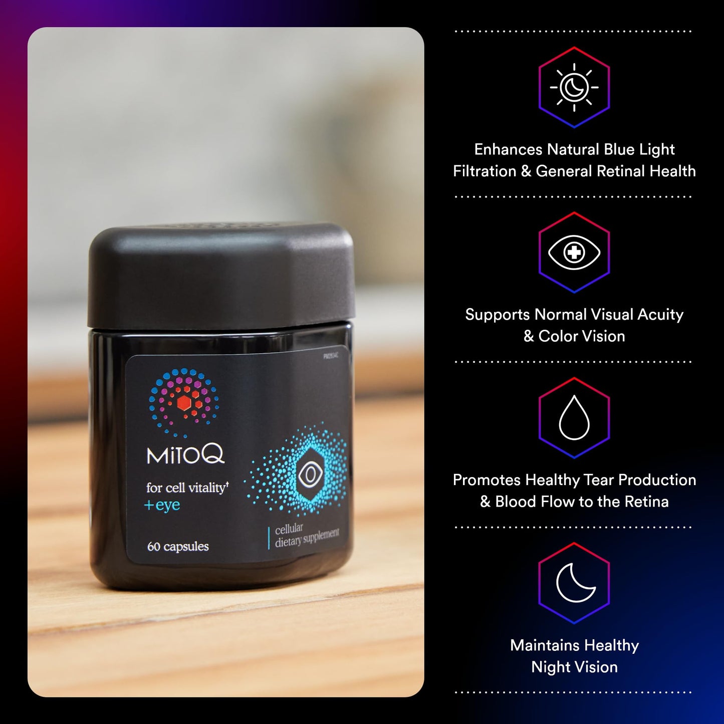 MitoQ +Eye – Eye Health Supplement with Lutein & Zeaxanthin (5:1 Ratio), Bilberry, Maritime Pine Bark, Zinc, Mitoquinol | Supports Macular Health, Visual Clarity & Blue Light Defense MitoQBuy Supplements Australia