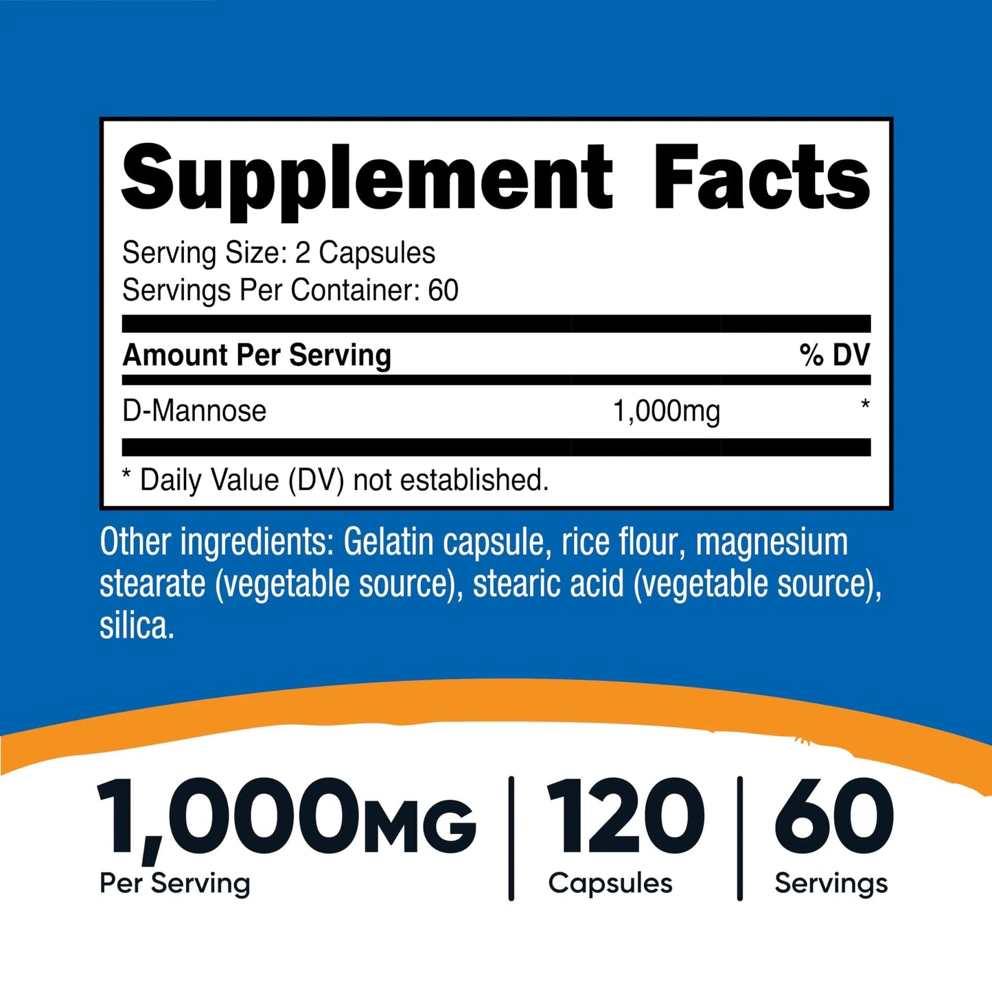 Nutricost D-Mannose 1000mg Per Serving, 120 Capsules - 500mg Per Capsule, Urinary Tract Health, Non-GMO and Gluten Free (Pack of 2) NutricostBuy Supplements Australia