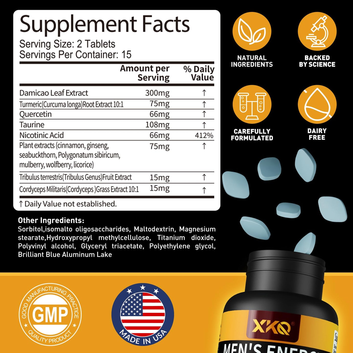 XKQ Men’s Vitality Support Supplement – Daily Energy & Performance Formula for Adult Men | Supports Circulation, Stamina & Confidence | Herbal & Amino Blend | 30 Tablets | 3rd Party Tested XKQBuy Supplements Australia