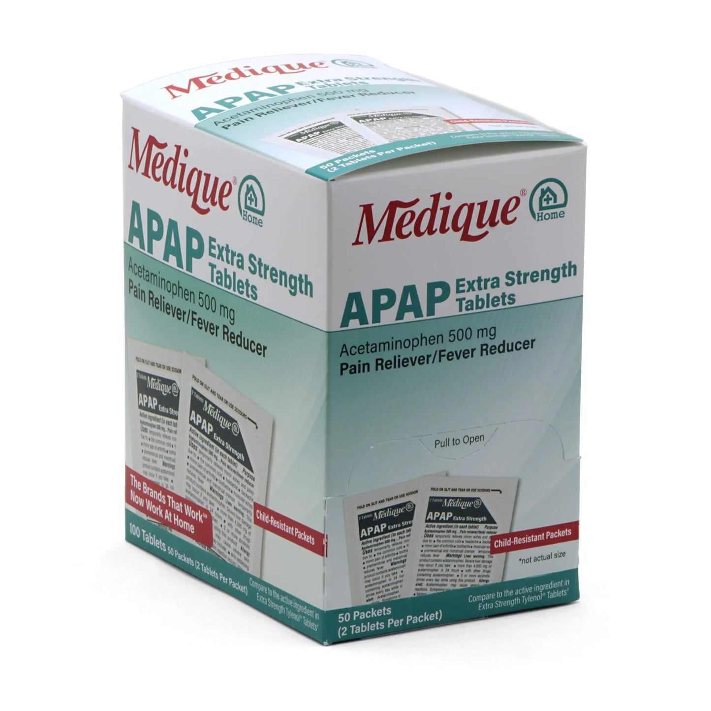 Medique @ Home 70433 Extra Strength APAP Tablets, Non-Aspirin, 50 Packets (2 Tablets per Packet) Total-100 Count MediqueBuy Supplements Australia