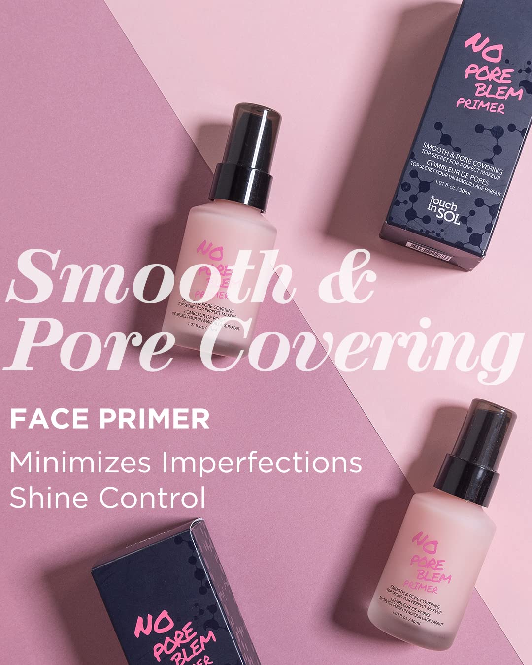 TOUCH IN SOL No Poreblem Primer – Pore Primer for Korean Makeup, Mattifying Primer for Oily Skin, Pore Eraser for Large Pores, Blurring Finish from K Beauty (1.01 fl.oz/30ml) Touch in SolBuy Supplements Australia
