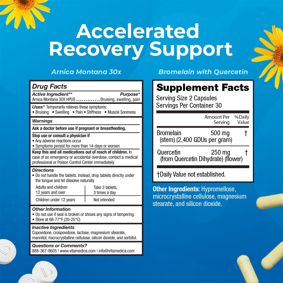 VitaMedica | Arnica Montana 30X and Bromelain with Quercetin Bundle | Arnica Montana | Bromelain | Quercetin | Recovery Bundle | Plant Based | Made in USA VitaMedicaBuy Supplements Australia