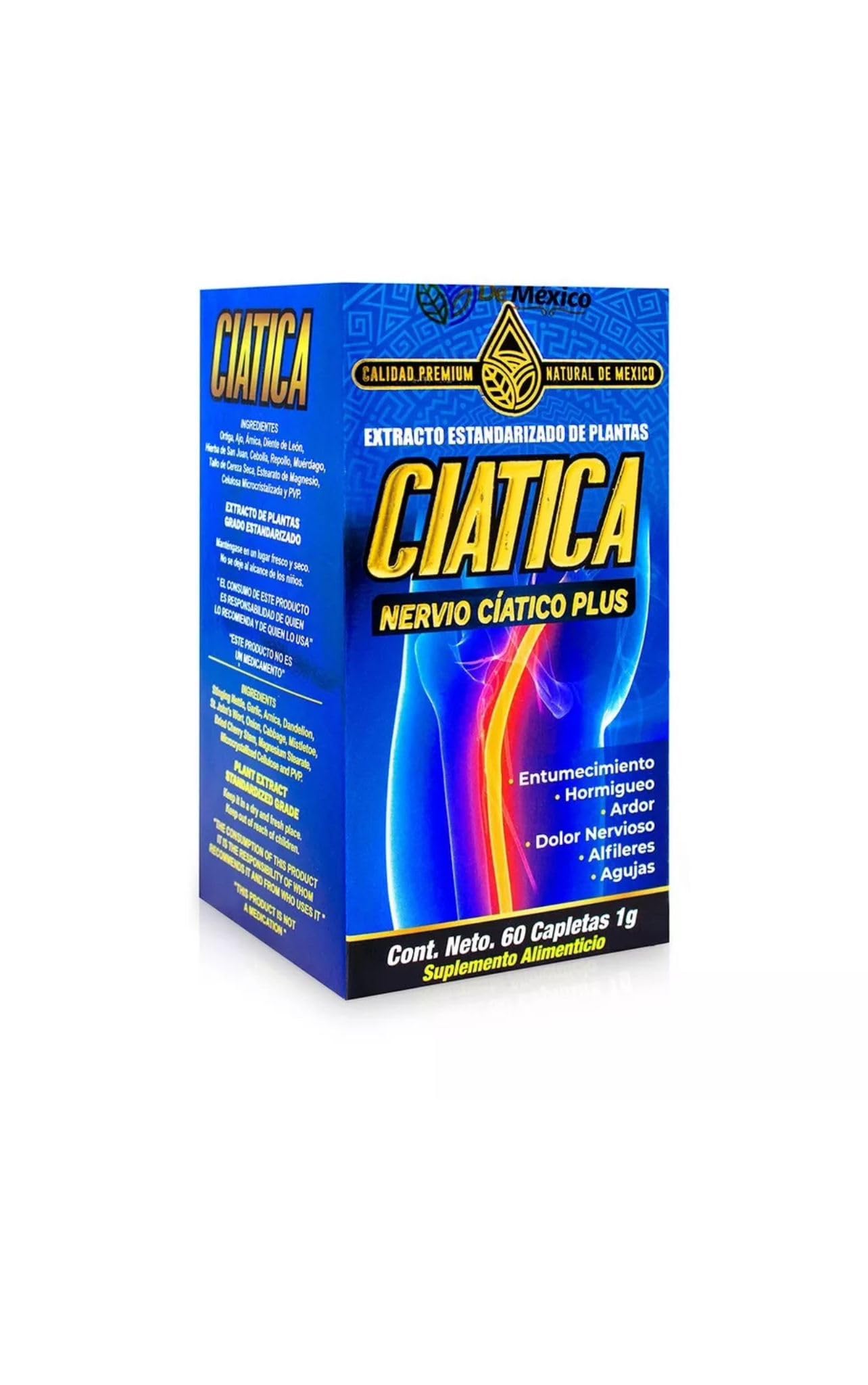 Set con Suplemento Ciatico Tratamiento Nervio Plus 60 Capsulas + Gel Extra Fuerte Ciatica 250 grs. Natural de Mexico/Entumecimiento, Hormigueo, Ardor, Dolor Nervioso, Alfileres o Agujas. (2) GenericBuy Supplements Australia
