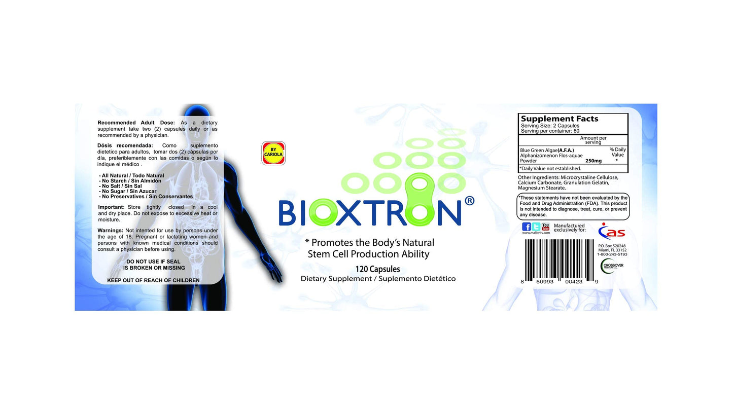 Bioxtron Natural AFA Stem Cell Supplement - Joint Support & Muscle Pain - Immune System Support - Natural Blue Green Algae Spirulina - 120 Caps BioxtronBuy Supplements Australia