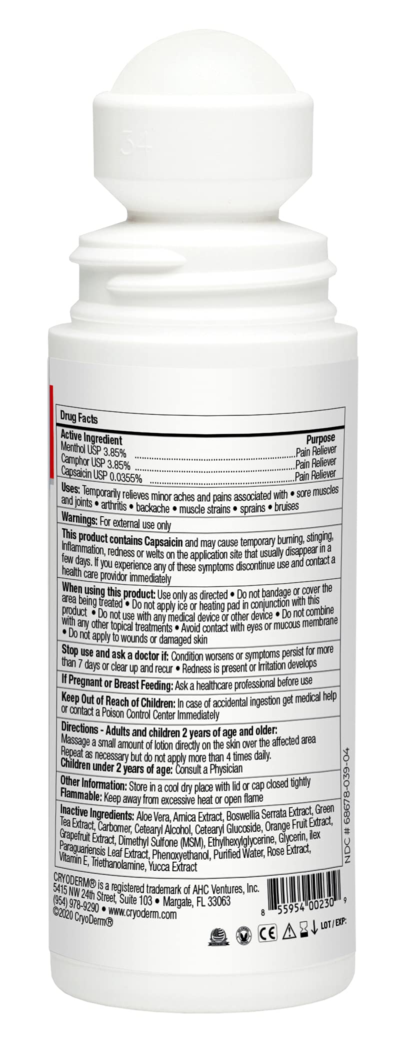 CryoDerm Combo Package Heat-Warm Therapy 3 oz Roll-On & 12 Packets CryoDermBuy Supplements Australia