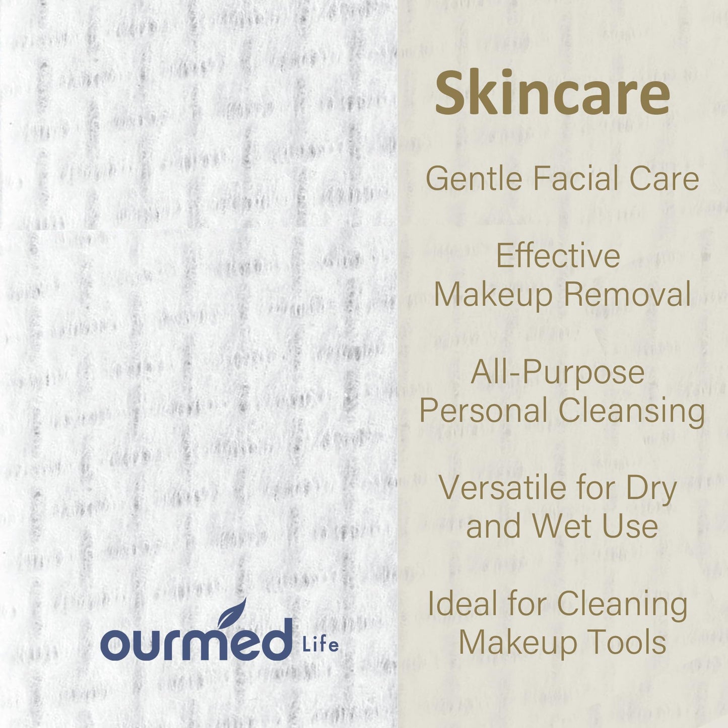 Ourmed Life Face Towels, Disposable Biodegradable Facial Towels for Sensitive Skin