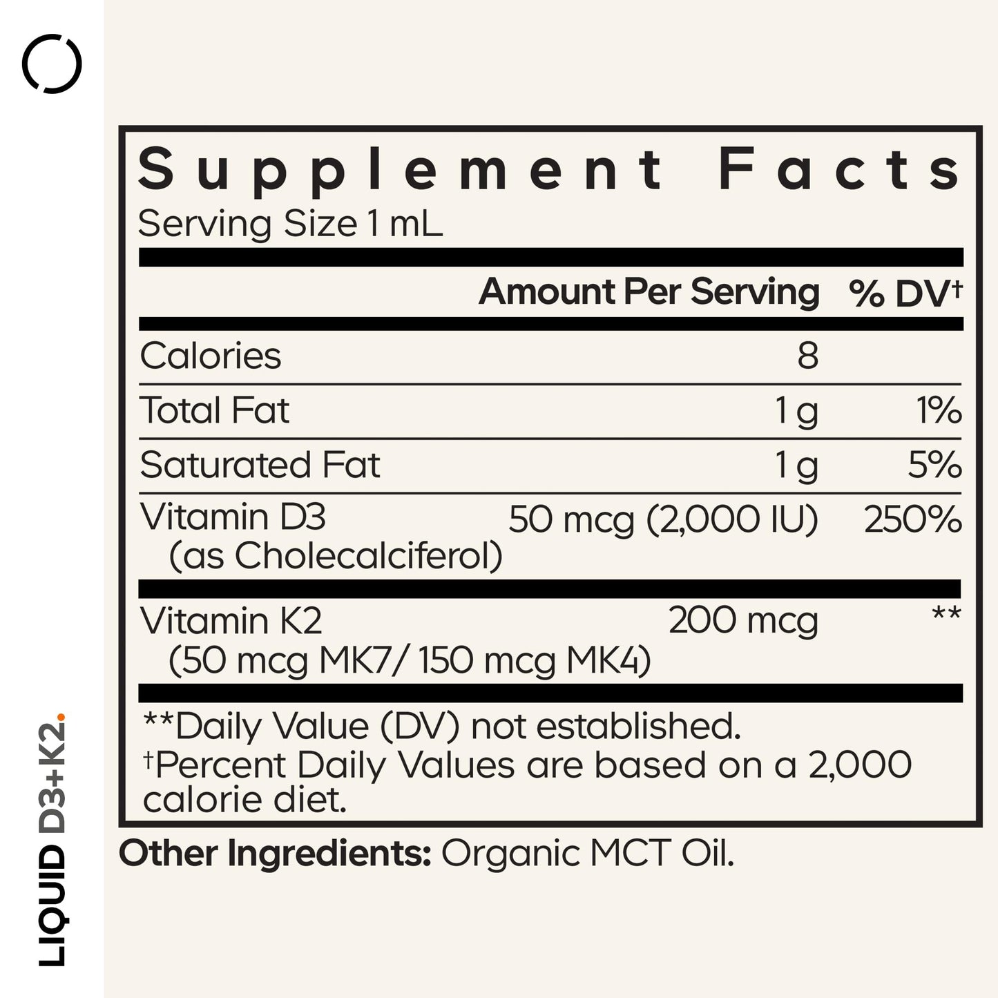 Codeage Liquid D3+K2 Vitamins USDA Organic - Vitamin D3 2000 IU, Vitamin K2 (MK4 & MK7) Liquid Drops - Immune Support - Unflavored - Organic MCT Oil - Non-GMO - 1 fl oz CodeageBuy Supplements Australia