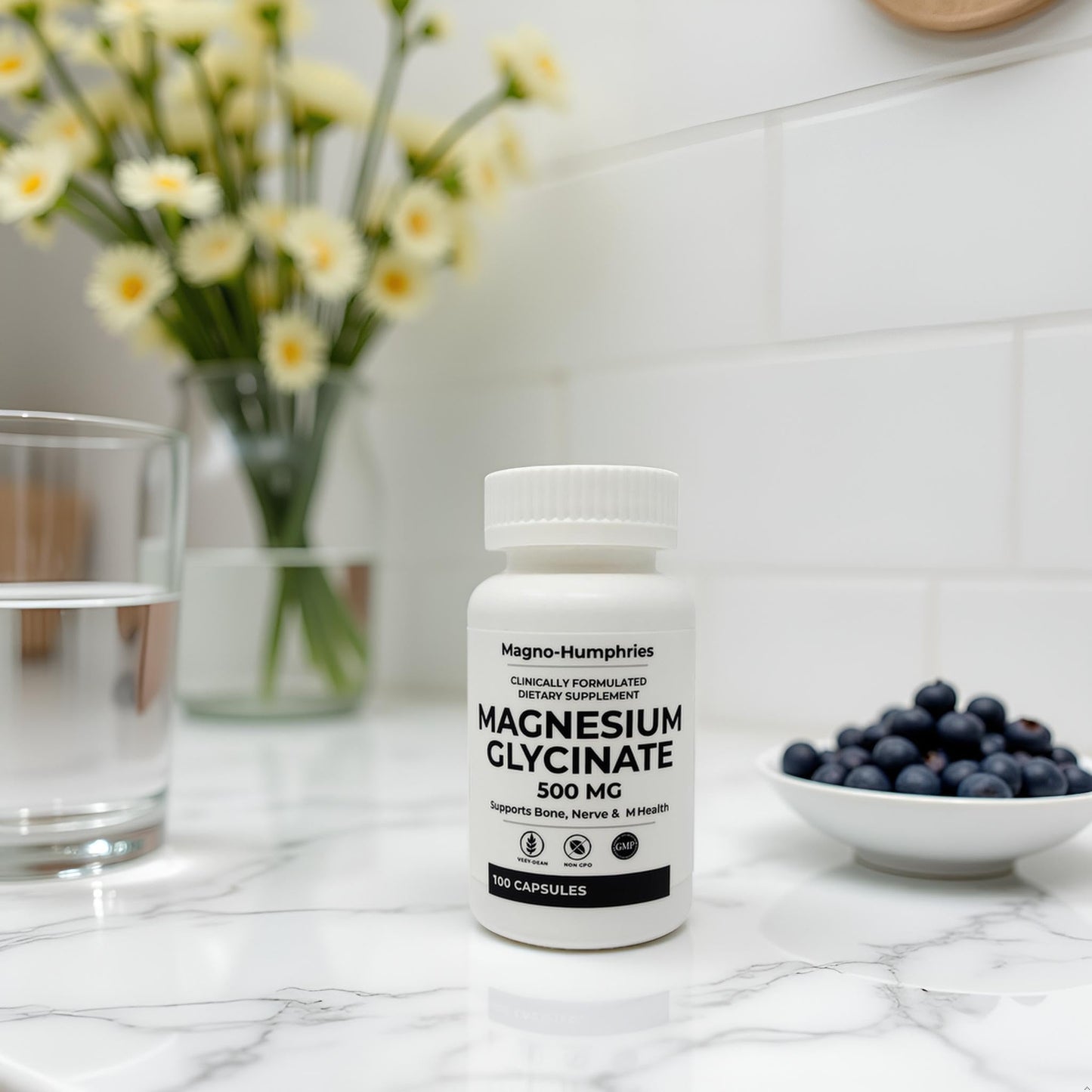 Magno-Humphries Magnesium Glycinate 500 mg - 100 Capsules | Gentle Chelated Form | Muscle, Nerve & Bone Support | Dietary Supplement | GMP Manufactured in The USA Magno-Humphries buy supplements Au