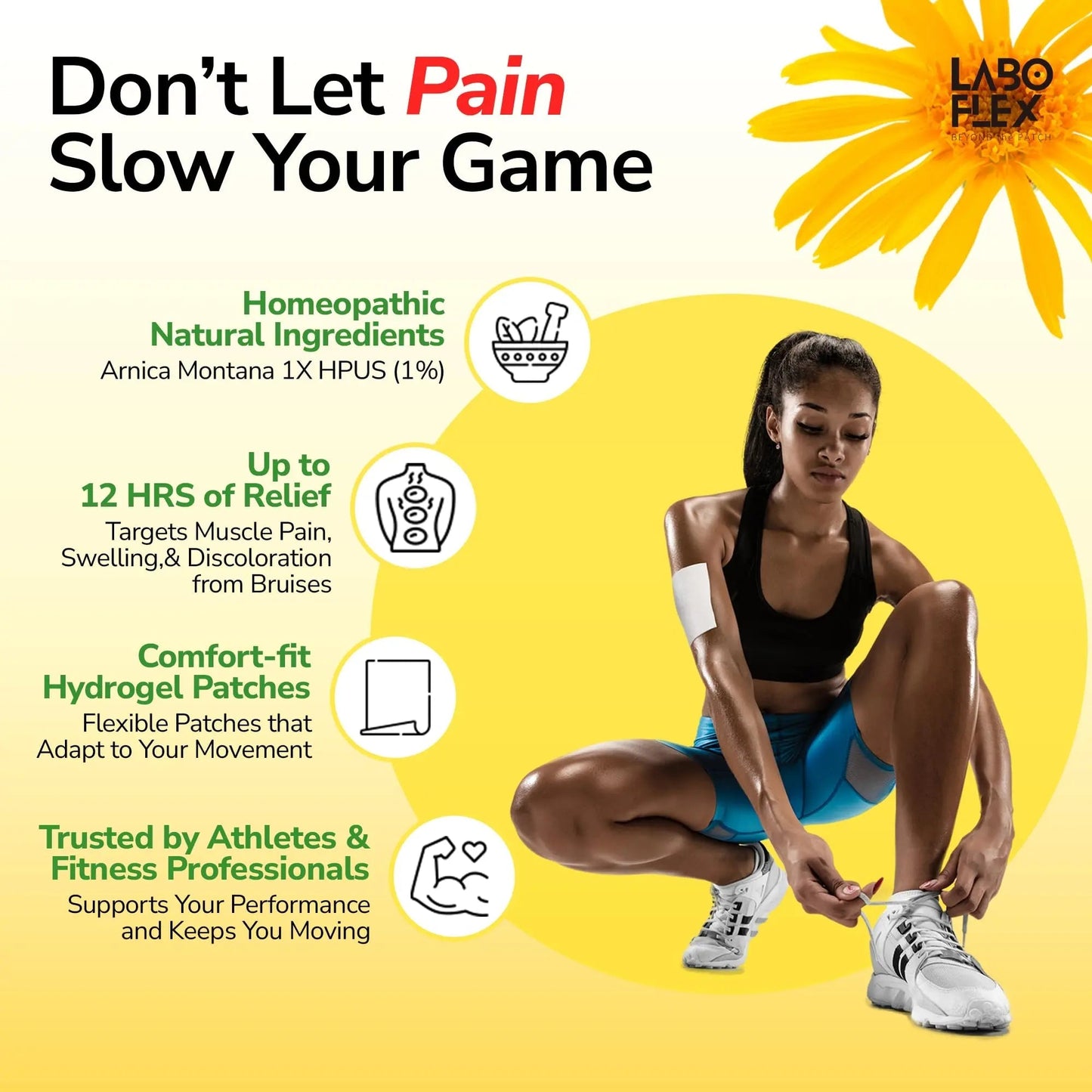 LABOFLEX Arnipatch Natural Arnica Pain Relief Hydrogel Patches – Long Lasting Relief for Muscle Soreness, Swelling, Inflammation, Stiffness & Injury on Back, Knee & Neck (Box, 10, Count) LABOFLEXBuy Supplements Australia