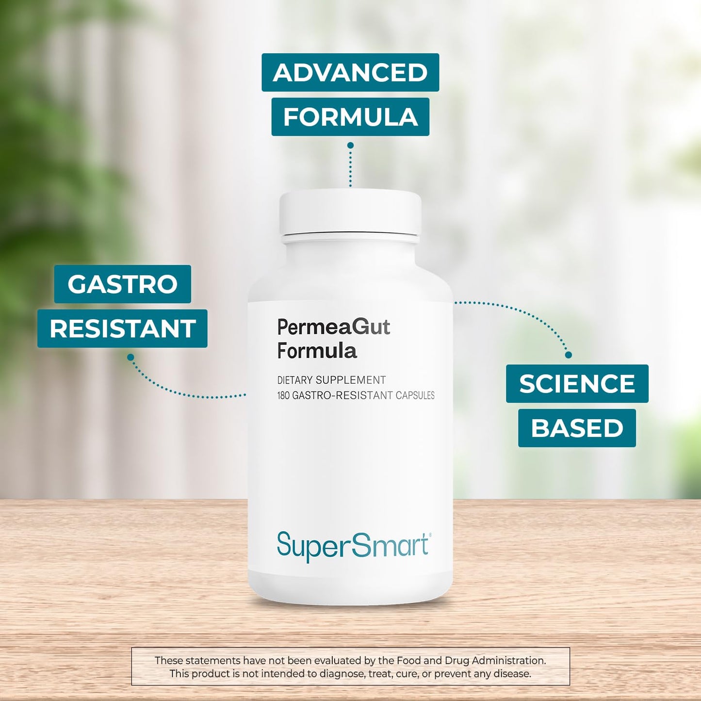 Supersmart PermeaGut Formula (High Potency) - with L-Glutamine, ButiShield Calcium Butyrate, Zinc-L-Carnosine - Gut Barrier Support | Vegan & Gluten Free - 180 Gastro-Resistant Capsules Supersmart buy supplements Au