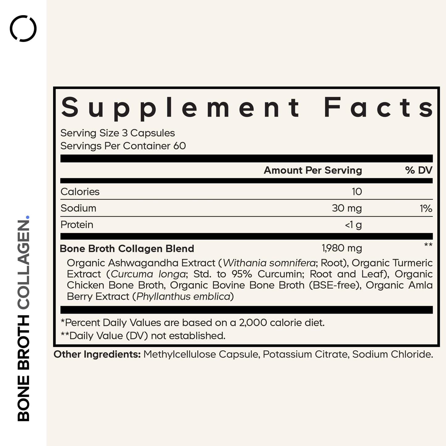 Codeage Organic Bone Broth Collagen Peptides Capsules Supplement, Bone Broth Grass Fed Beef, Free-Range Chicken, Turmeric & Ashwagandha - Collagen Types I, II, III - Non-GMO - 180 Capsules CodeageBuy Supplements Australia
